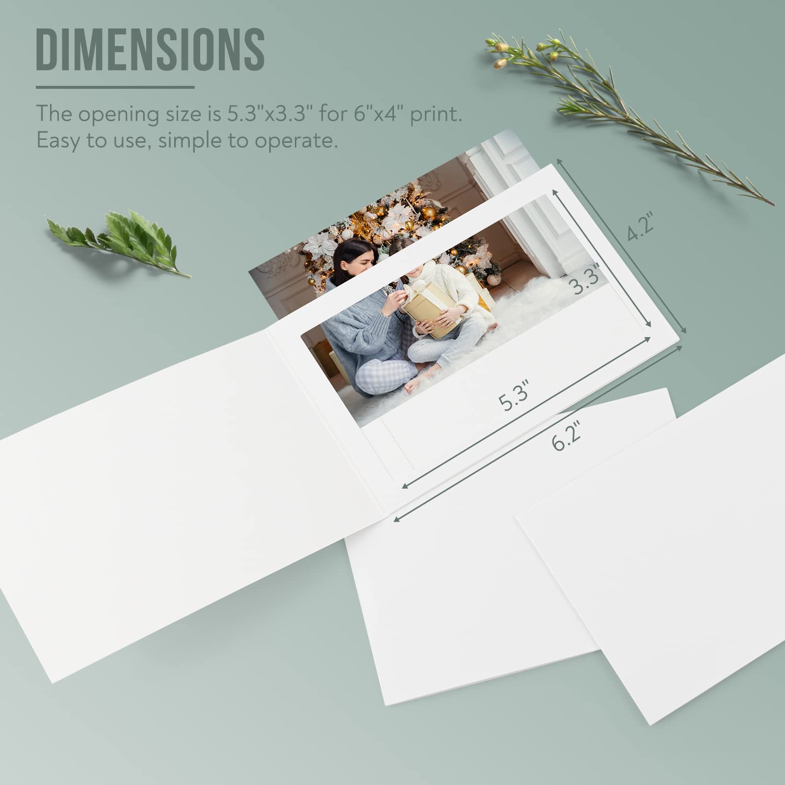 Golden State Art 25-Pack 4x6 or 6x4 Photo Folders - White Cardboard Picture Frame & Paper Frame Cards for Greetings, Invitations - Perfect for Graduation, Christmas, Wedding & Special Events - Display Memories in Style
