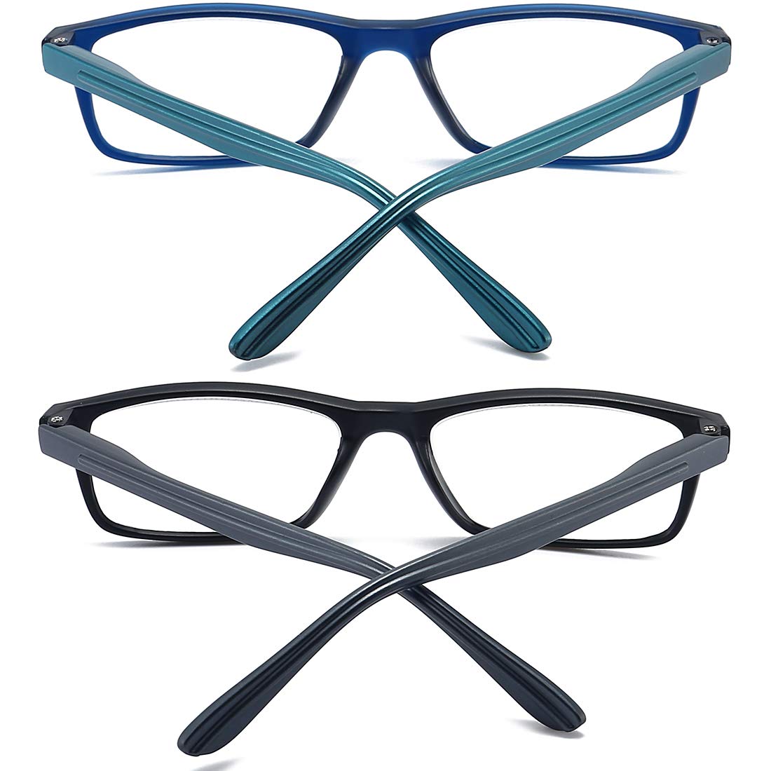 Blue Light Blocking Reading Glasses for Men & Women - Anti-Glare Rectangular Computer Glasses with Spring Hinge - Perfect for Office Work, Gaming & Screen Time