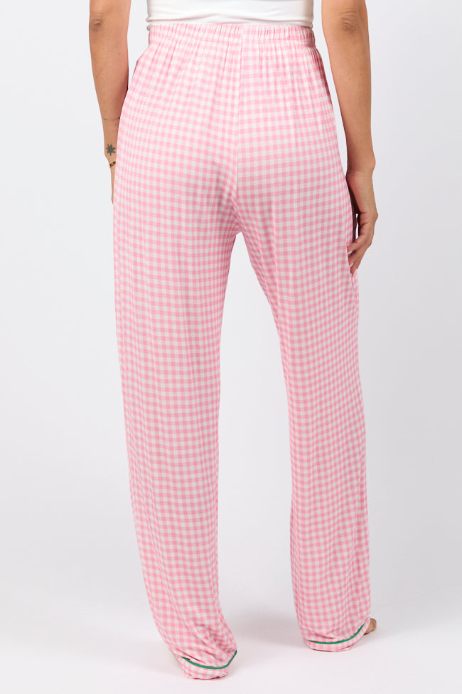 Stylish Pink Gingham Pajama Pants for Women - Comfortable Sleepwear & Lounge Wear - Perfect for Bedtime, Relaxing at Home, or Vacation Getaways