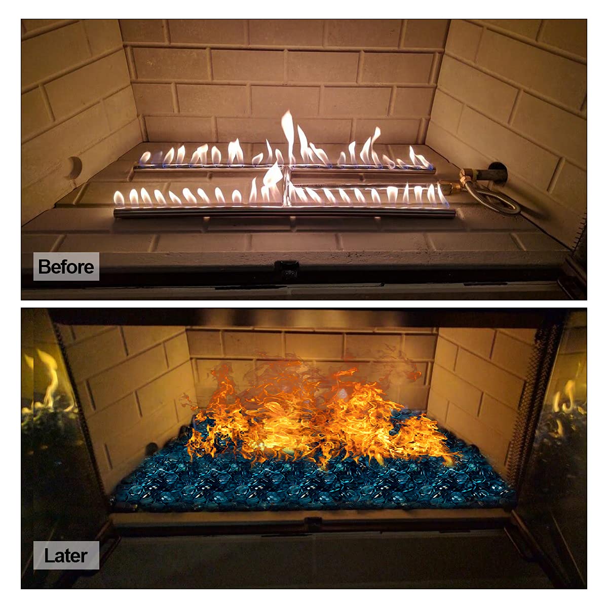 18 Pound Fire Glass Beads - Reflective Azure Blue Fire Pit Gems for Gas Fireplace, Vase Fillers & Aquarium Decor | Heat-Resistant Decorative Glass Drops for Indoor/Outdoor Use in Fire Pits, Centerpieces & Fish Tanks
