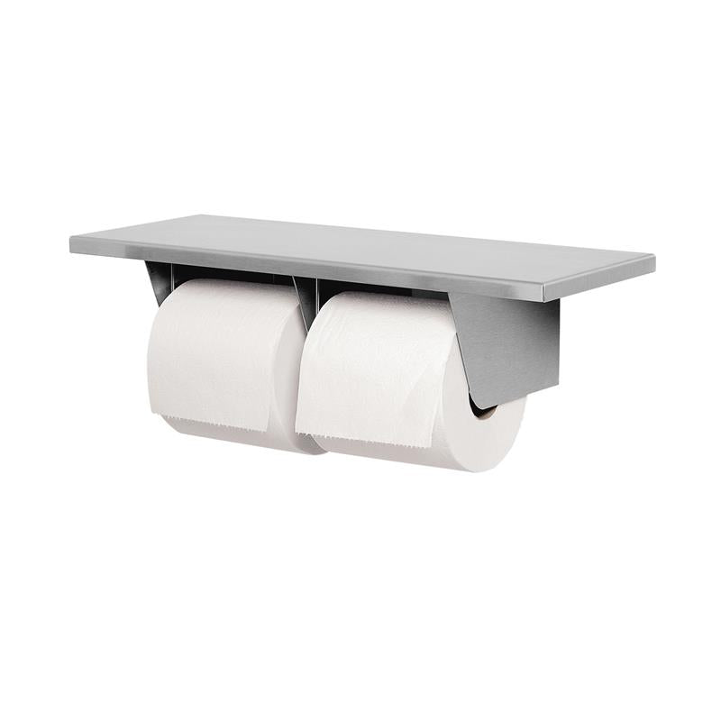 Bradley 5263-0000 Bradex Dual Roll Toilet Paper Dispenser with Shelf - Surface Mounted, Satin Finish | Bathroom Tissue Holder for Home, Office & Commercial Use