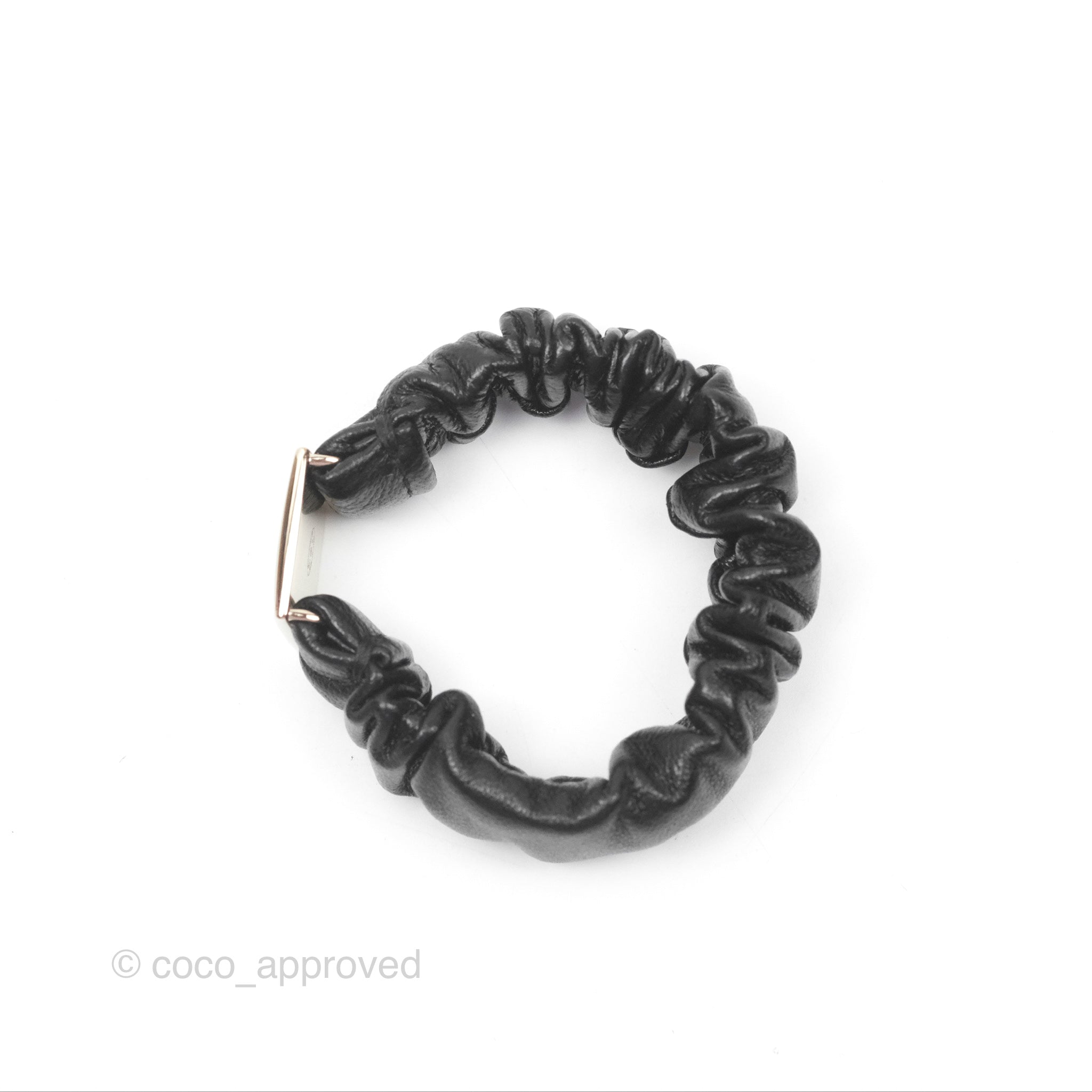 Chanel CC Logo Black Leather Hair Clip with Gold Tone Hardware - Elegant Hair Accessory for Women, Perfect for Parties, Weddings & Everyday Wear