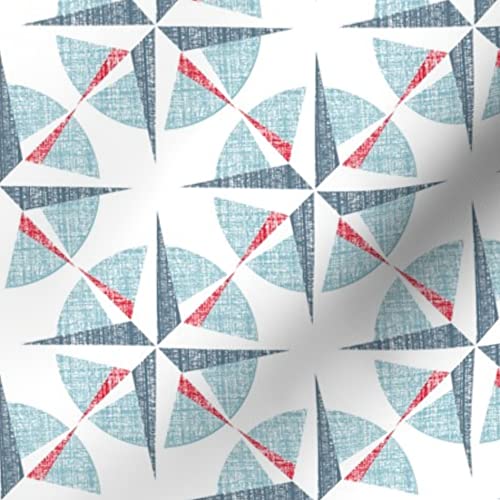 Art Deco Ocean Sea Printed Satin Fabric by The Yard - Premium Sewing Material for Lining, Apparel, Fashion, Blankets & Home Decor - Perfect for DIY Projects, Upholstery & Crafting