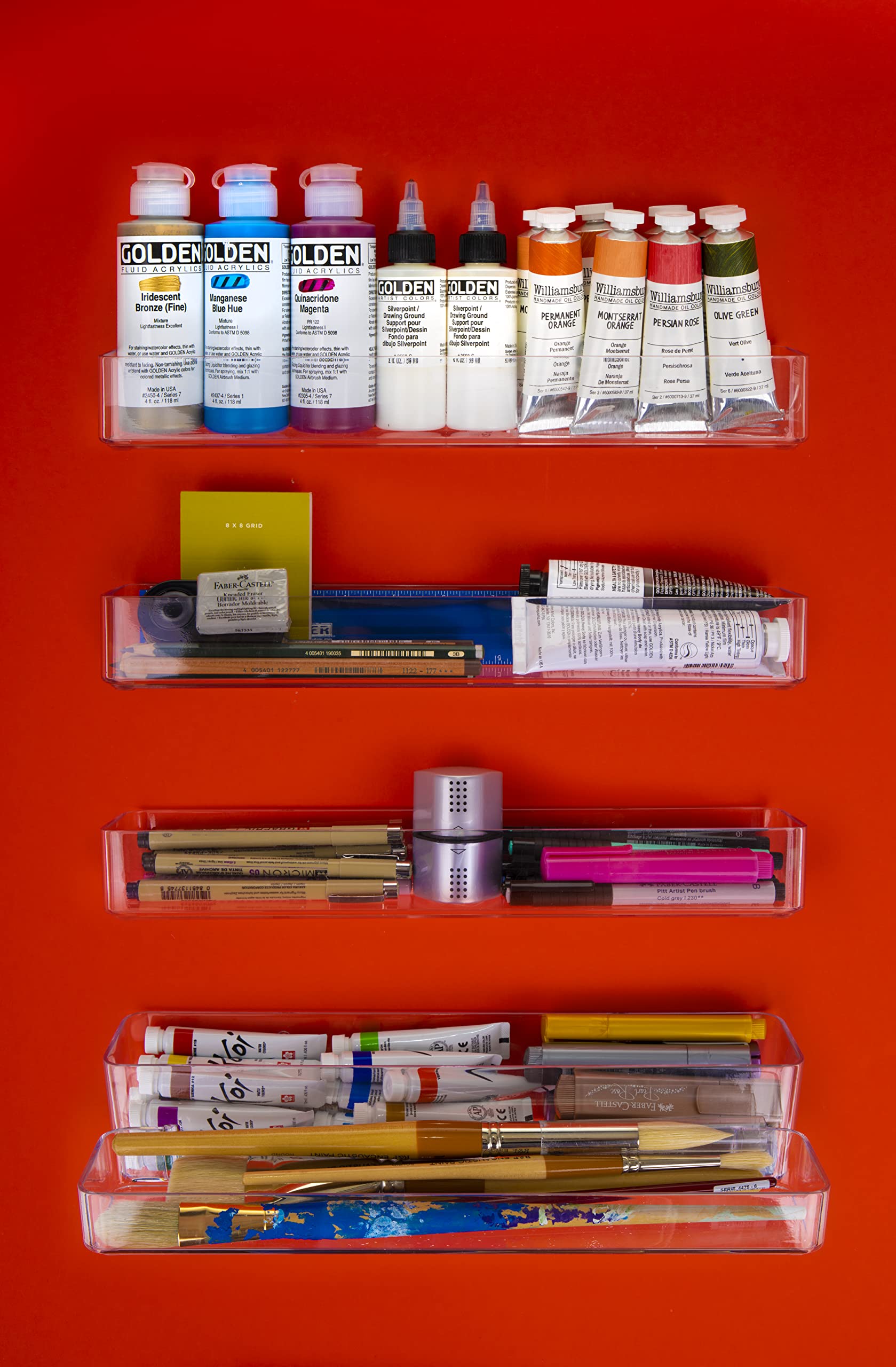 ArtBin 6959AG 2-in-1 Wall and Desktop Organizer - Clear Stadium Style Storage Solution for Office, Craft Room & Home Organization