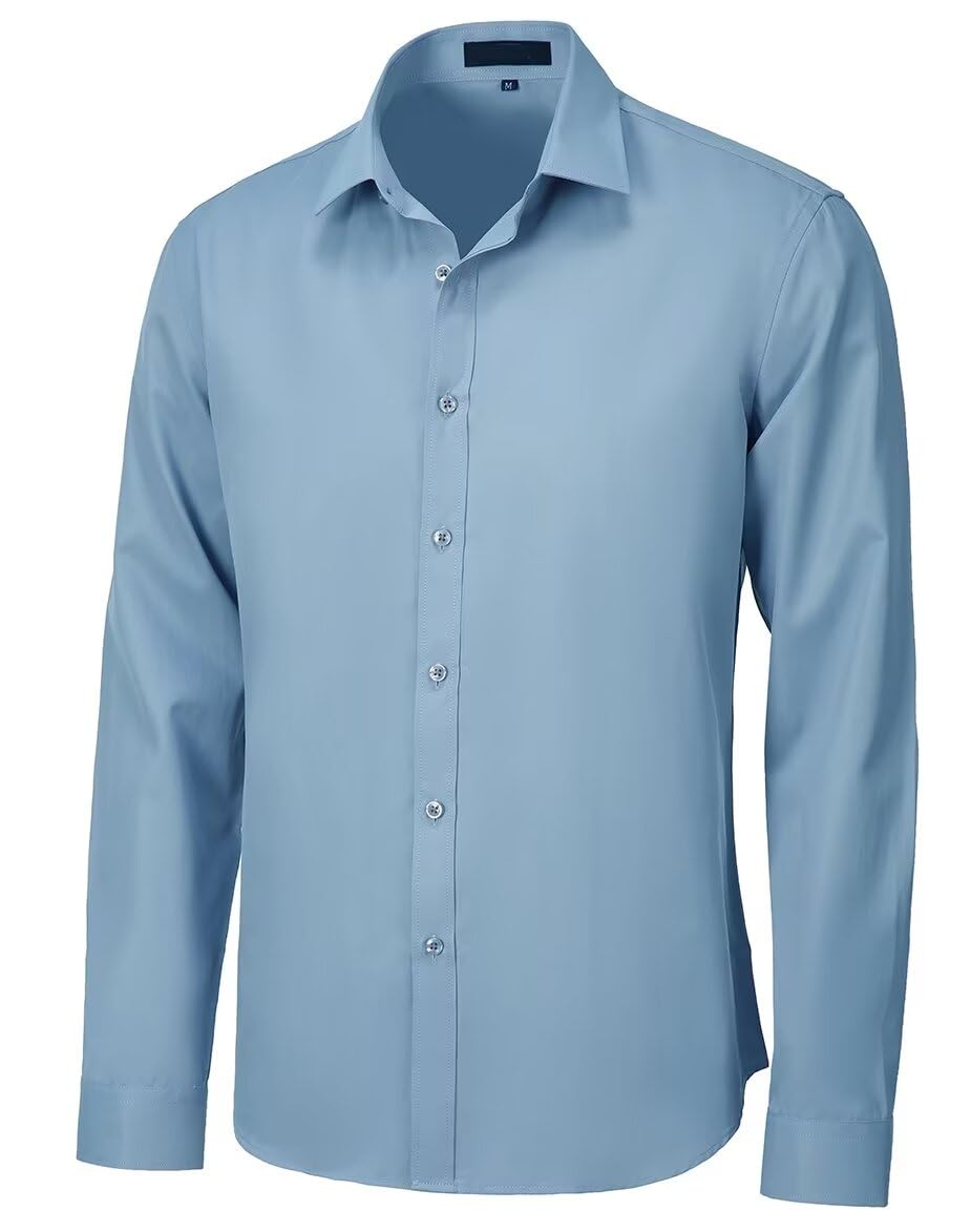 Premium Slim Fit Men's Dress Shirts - Solid Color Formal Business Casual Button Down Shirts with Stretch Fabric | Perfect for Office Wear, Weddings & Special Occasions