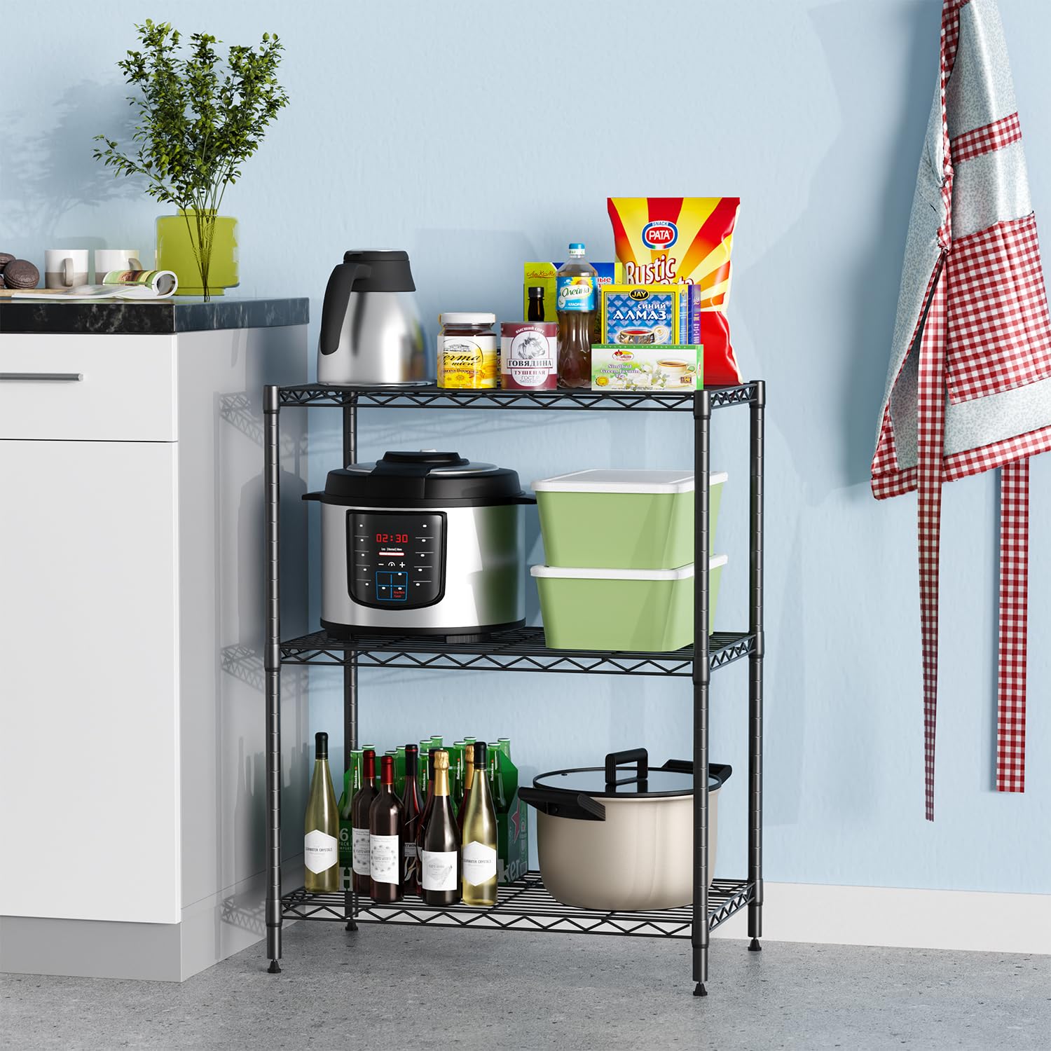 FDW 3-Tier Adjustable Metal Storage Shelves - 13