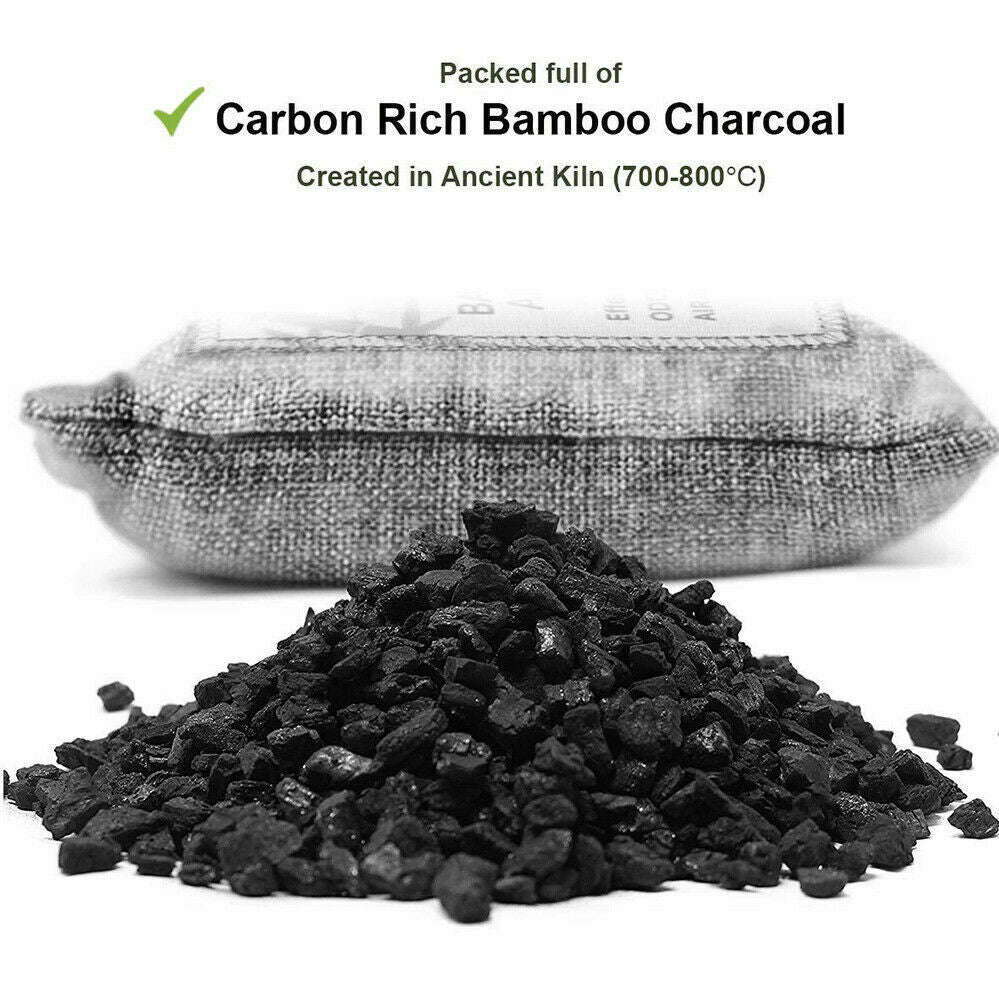 10PCS Activated Bamboo Charcoal Air Purifying Bags - 200g Natural Odor Eliminator for Car, Home, Closet & Shoes | Freshen Air, Absorb Moisture & Remove Bad Smells | Ideal for Pet Areas, Gym Bags & Musty Spaces