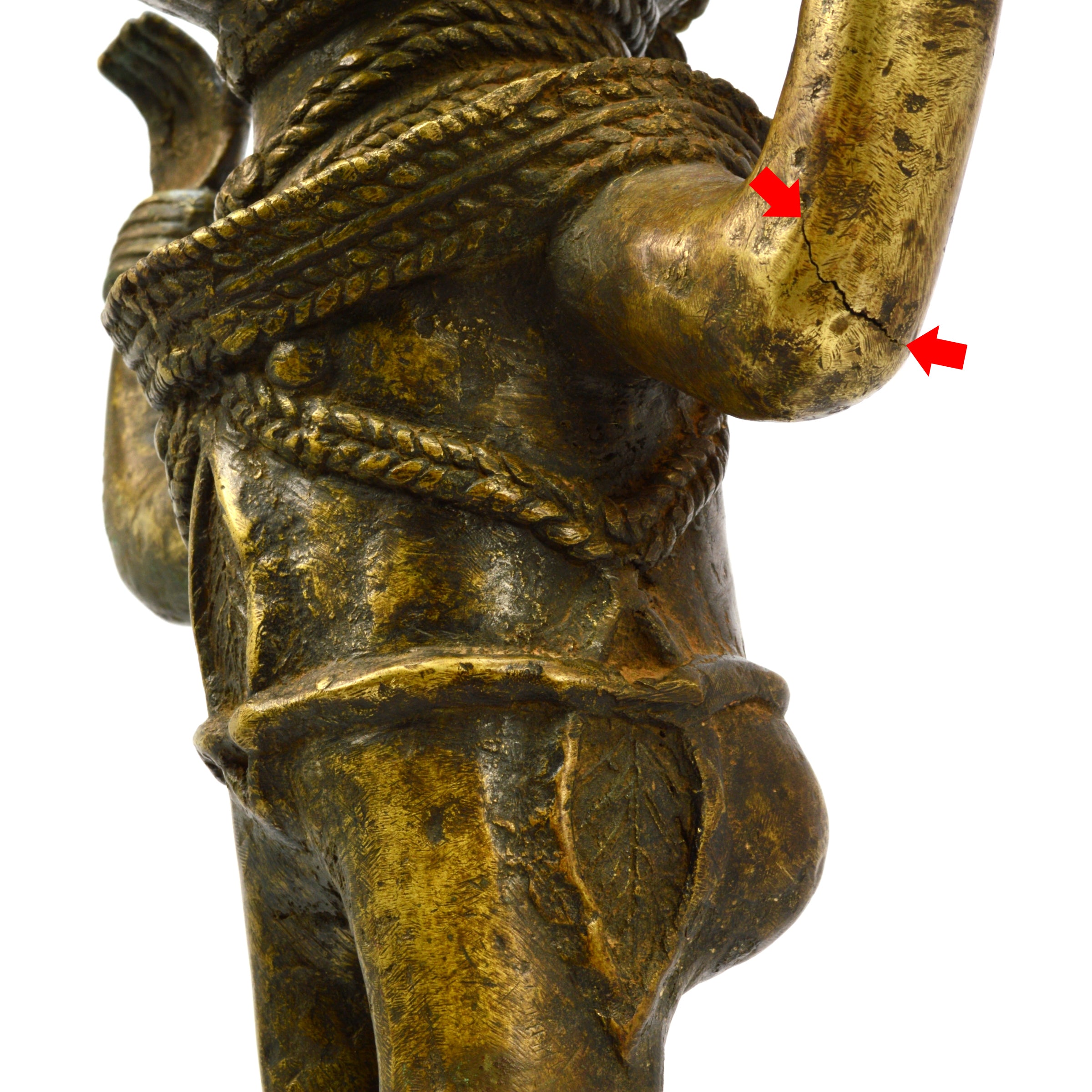 Antique African Benin Brass Bronze Statue - 24 Inch 19th Century Replica, Heavy 38 lbs - Perfect for Home Decor, Museum Display & African Art Collection