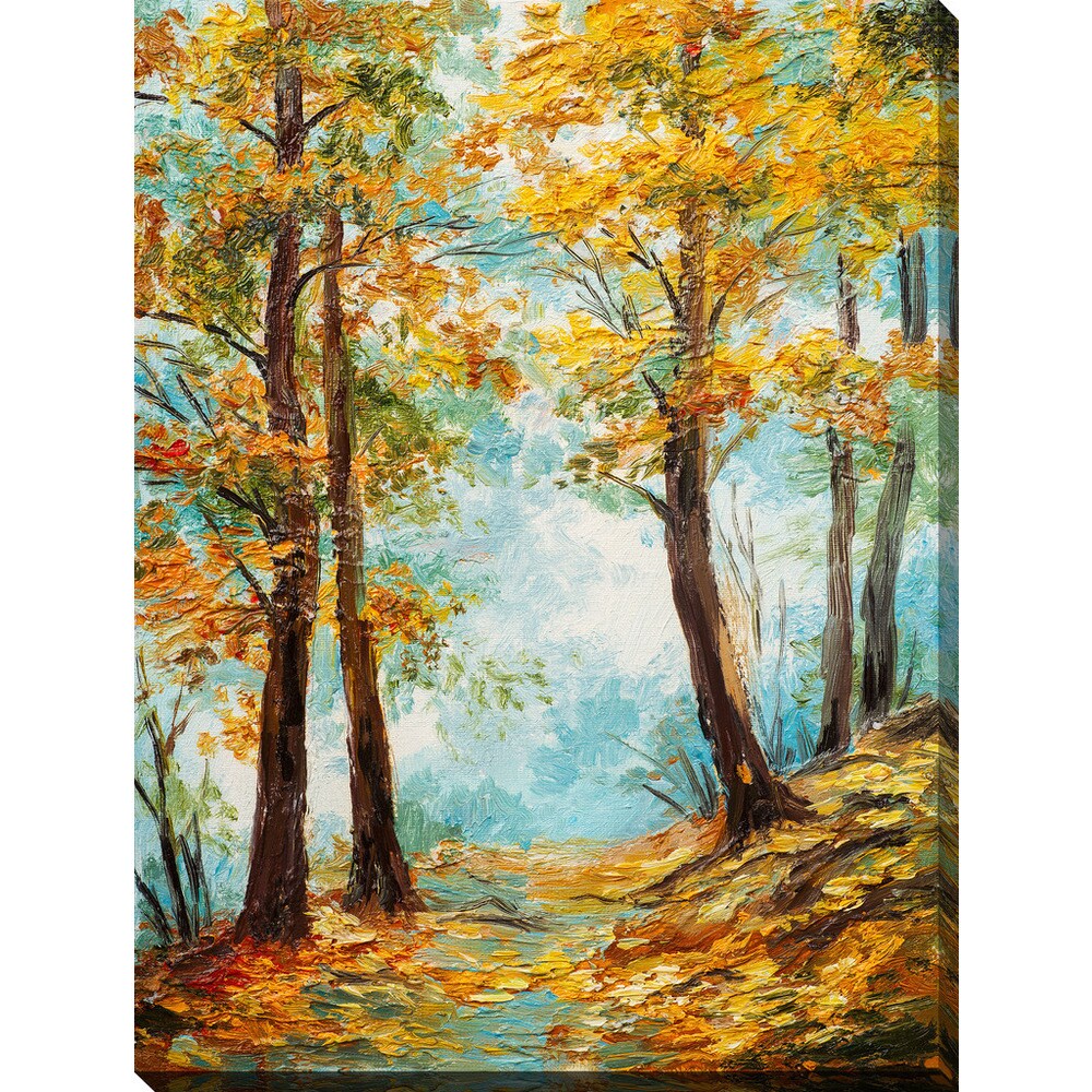 Autumn Trees Giclee Print Canvas Wall Art - Vibrant Fall Foliage Landscape Painting - Perfect for Living Room, Bedroom & Office Decor