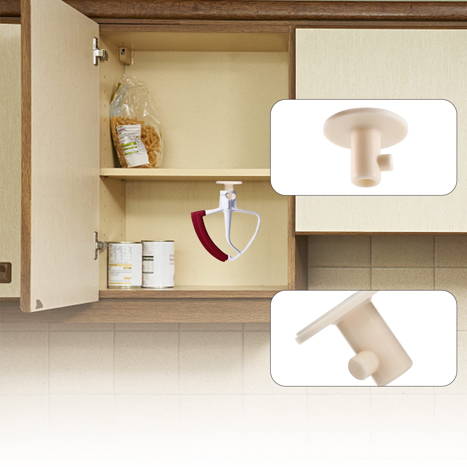 4-Pack Stand Mixer Attachment Holders | KitchenAid Mixer Accessory Organizer for Dough Hooks, Flat Beaters & Wire Whips | Space-Saving Kitchen Storage Solution for Baking Enthusiasts | Perfect for Countertop Organization & Small Kitchen Spaces