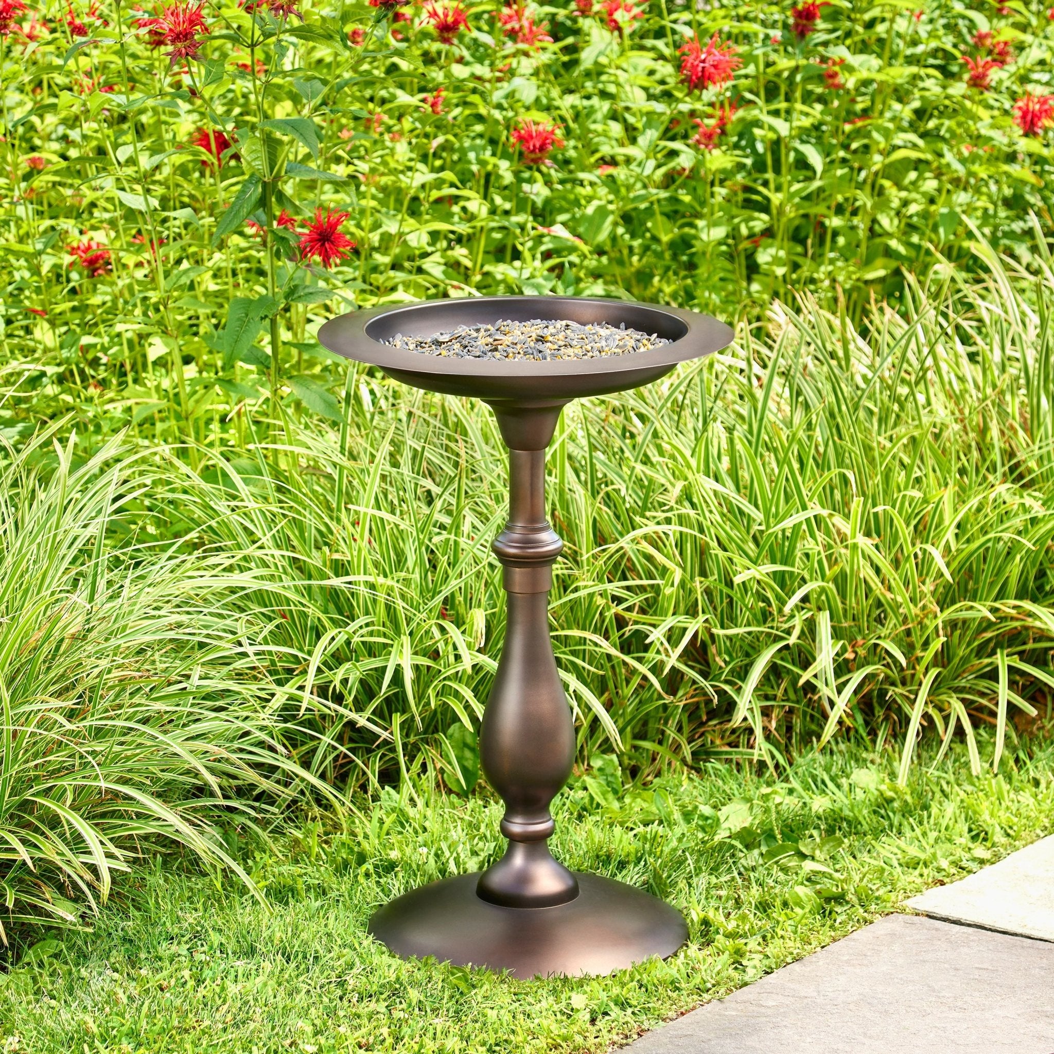 Classic Bronze Bird Bath Pedestal - Elegant Garden Decor for Outdoor Bird Watching & Backyard Wildlife Habitat