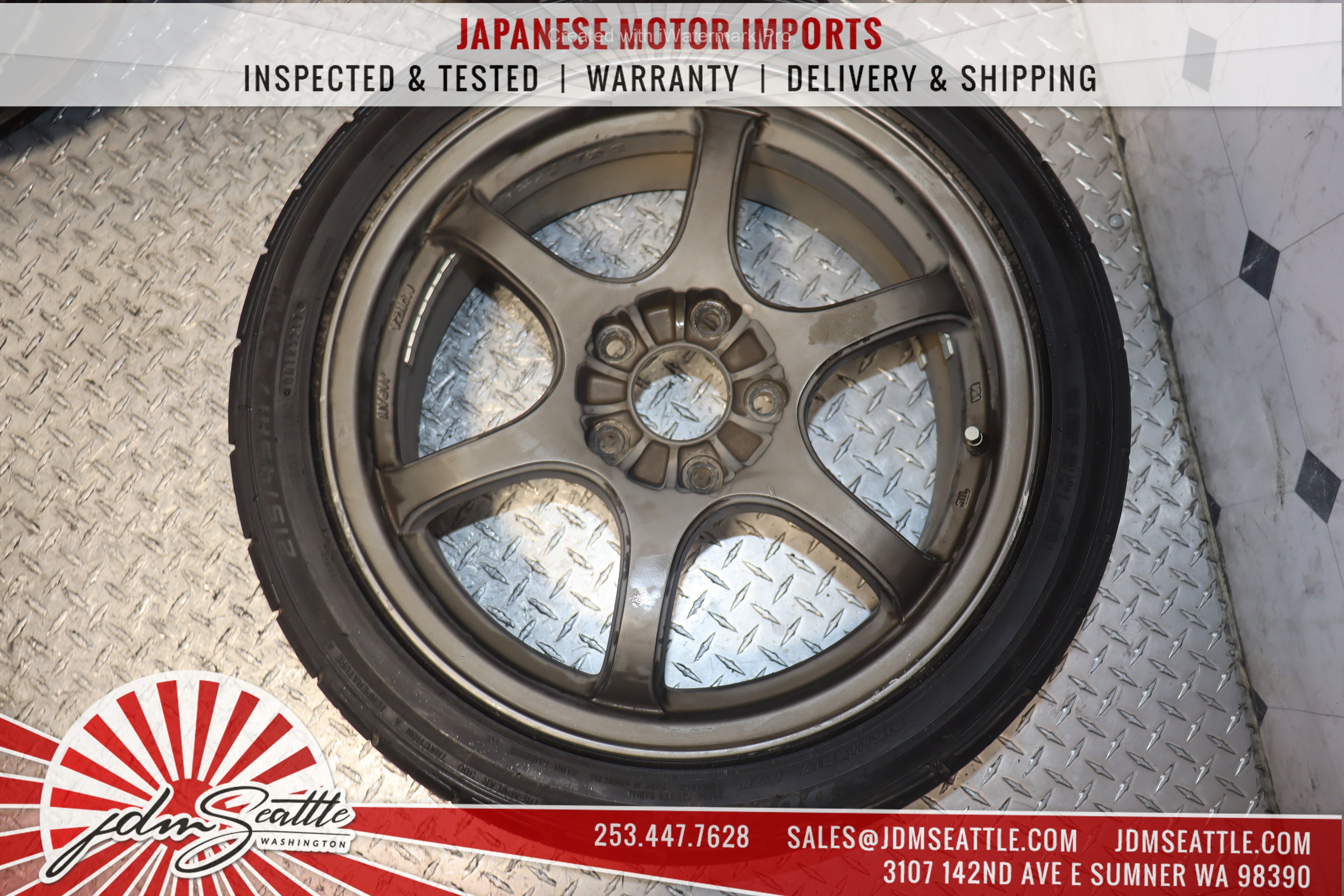JDM Monza 17x7JJ 5x100 Wheels Set of 4 with 215/45R17 Tires - Lightweight Alloy Rims for Honda Civic, Subaru Impreza - Perfect for Street Performance & Car Upgrades