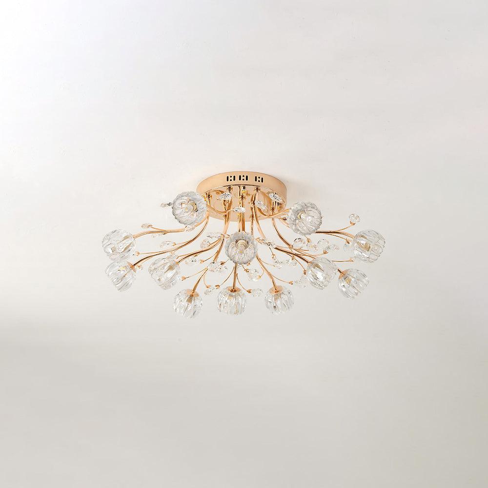 Elegant Crystal Flower Ceiling Light Fixture - Modern Floral Chandelier for Dining Room, Bedroom & Living Room Decor