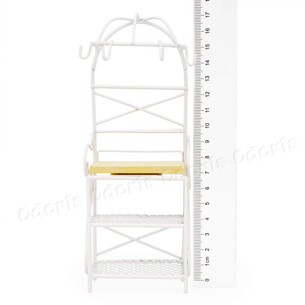 Odoria 1/12 Scale Miniature Bakers Rack - White Dollhouse Kitchen Accessories for Collectors & Model Builders - Perfect for Dollhouse Decor, DIY Projects & Miniature Displays
