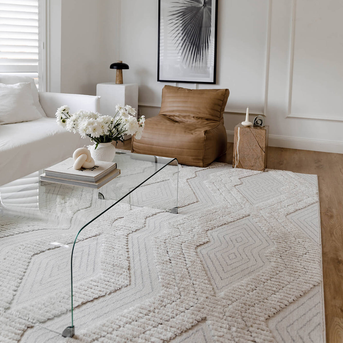 Handmade Dayna Textured Diamond Tribal Rug - Boho Chic Area Rug for Living Room, Bedroom & Office Decor