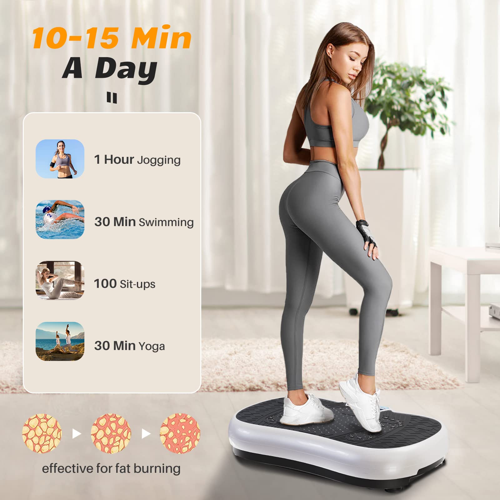 Bigzzia Vibration Plate Exercise Machine - 10 Speed Modes Whole Body Vibration Platform with Resistance Bands & Bluetooth Speaker for Home Gym, Weight Loss, Toning & Cellulite Reduction | Perfect for Home Workouts, Physical Therapy & Fitness Training