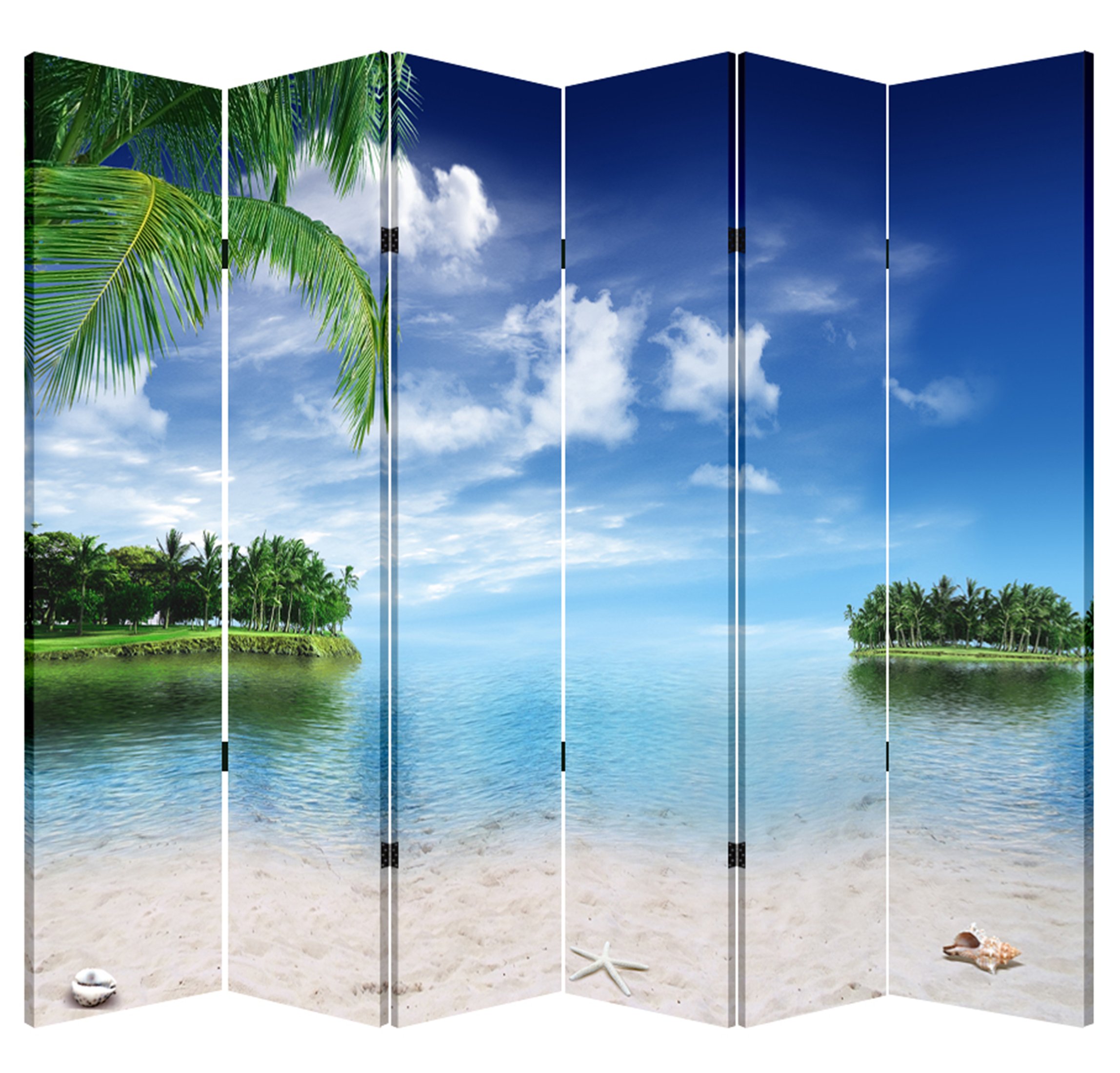 TOA 6 Panel Folding Room Divider - Portable Privacy Screen with Canvas Fabric - Perfect for Home Office, Beach, Wedding, and Event Decor