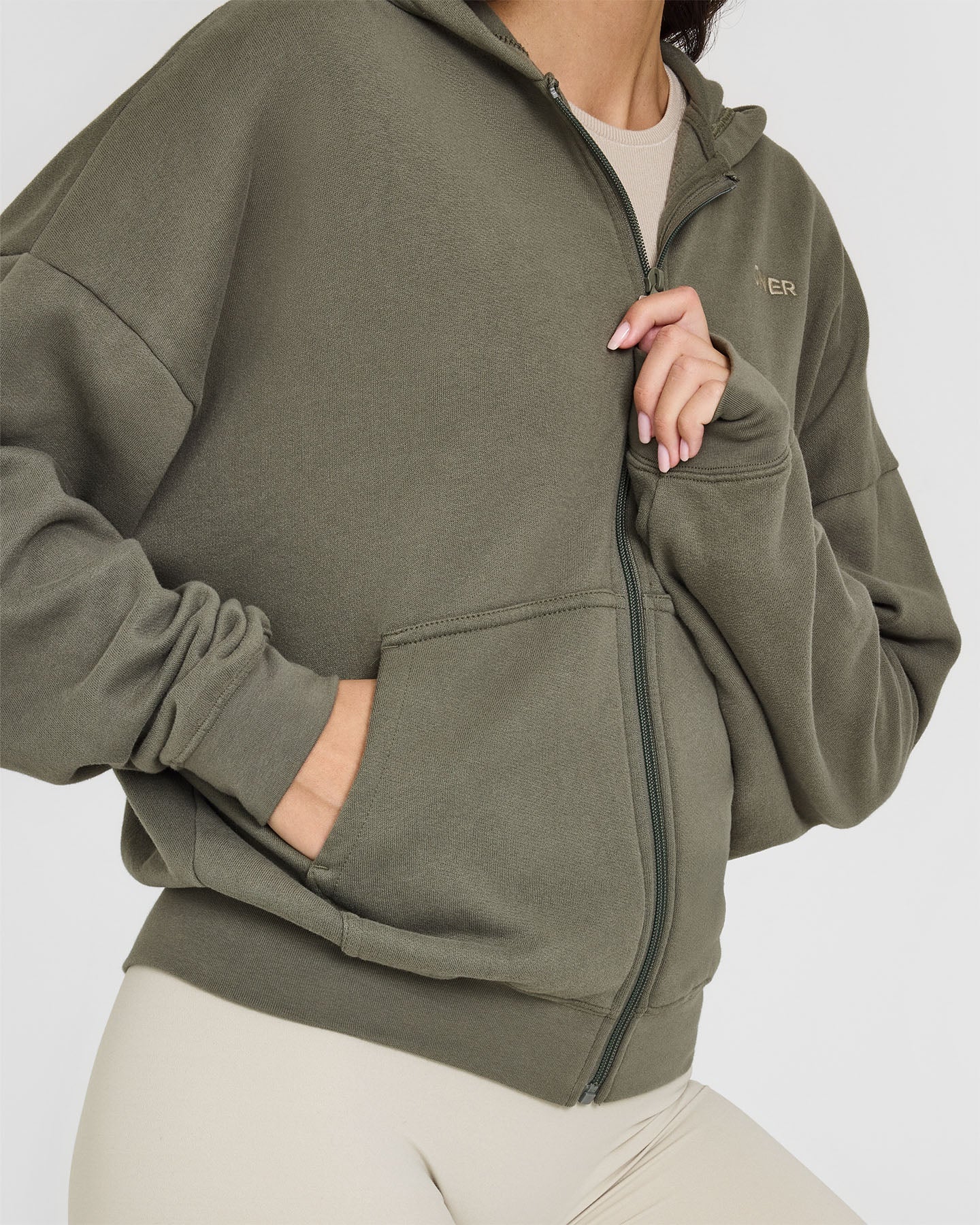 Mid Weight Zip Through Hoodie for Men & Women - Alpine Green | Comfortable Fleece-Lined Pullover for Outdoor Activities, Gym & Casual Wear