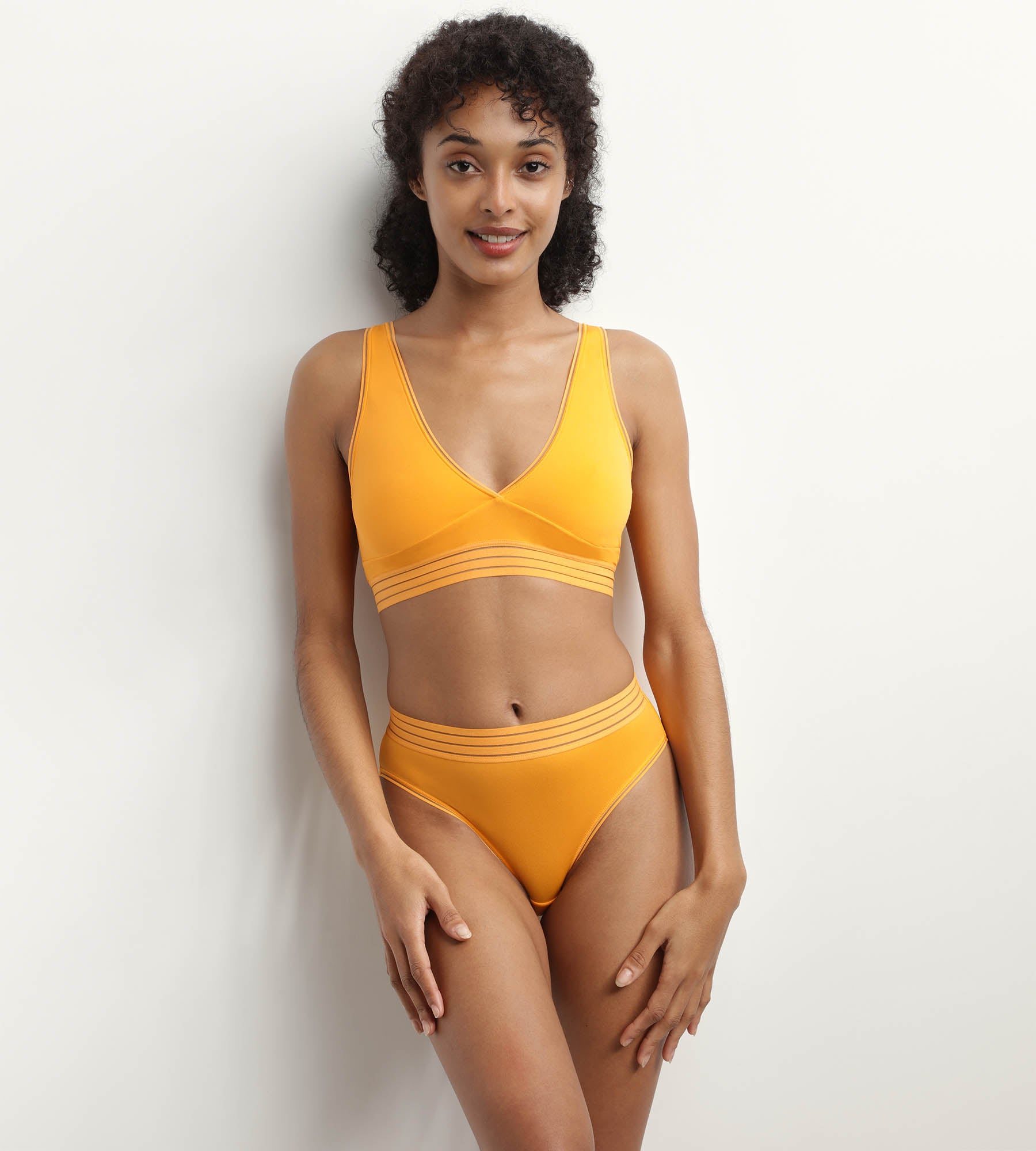 Oh My Dim's Wireless Triangle Bralette - Soft Microfiber Comfort Bra for Women in Yellow | Perfect for Yoga, Lounge & Everyday Wear