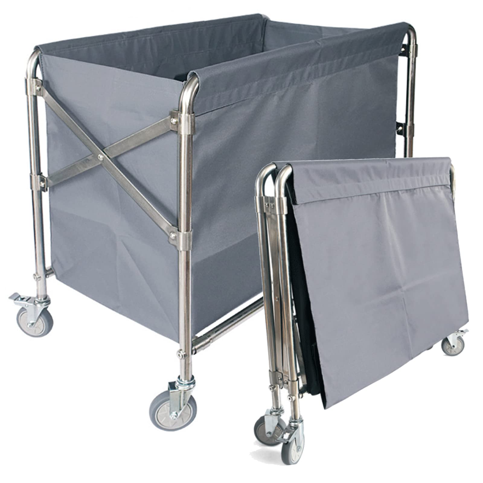 Heavy Duty Collapsible Laundry Cart with Wheels - 12 Bushel (400L) Commercial Rolling Laundry Hamper - Large Waterproof Laundry Basket for Home, Hotel & Laundry Business - Space Saving Storage Organizer for Clothes, Linens & Bulk Items