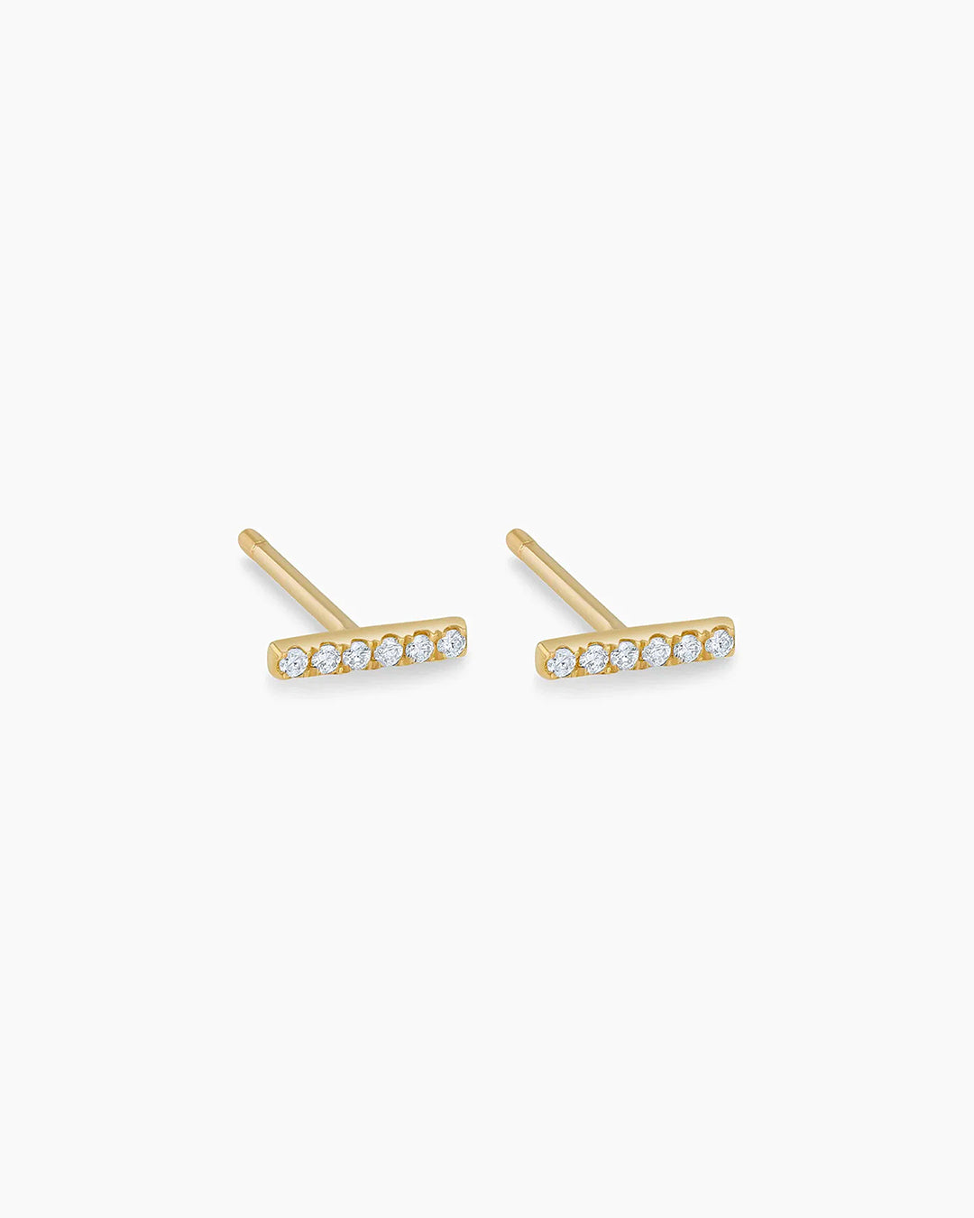 Diamond Bar Stud Earrings for Women - 14K Gold Plated Cubic Zirconia Studs - Perfect for Everyday Wear, Parties & Gifts