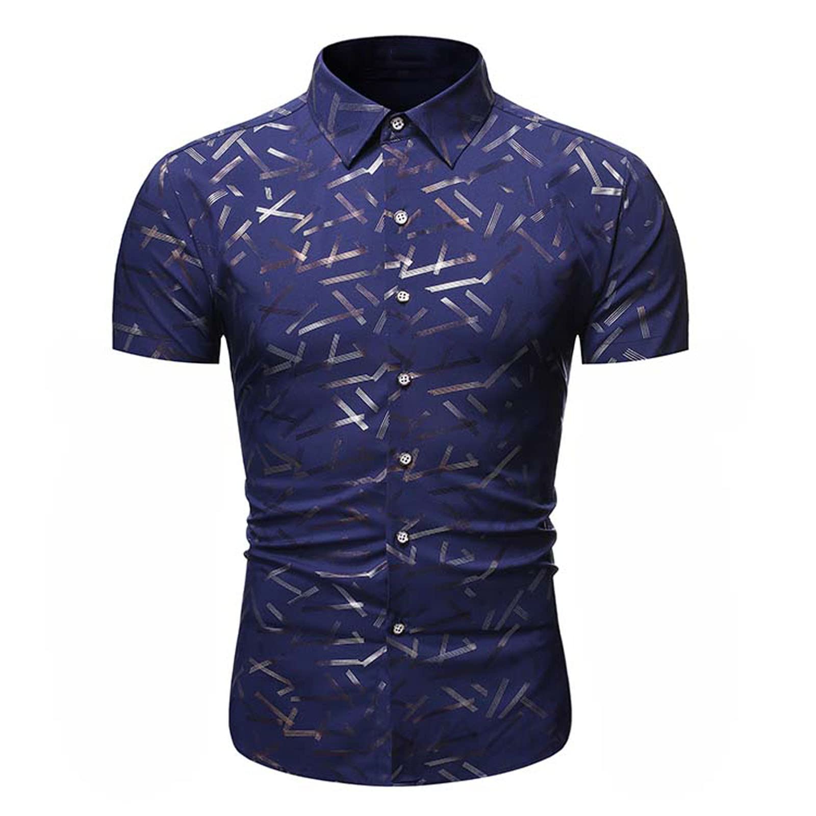 Premium Men's Luxury Dress Shirts - Stylish Floral Print Short Sleeve Button Down Shirts with Lapel for Business & Formal Occasions | Office Wear, Weddings & Special Events