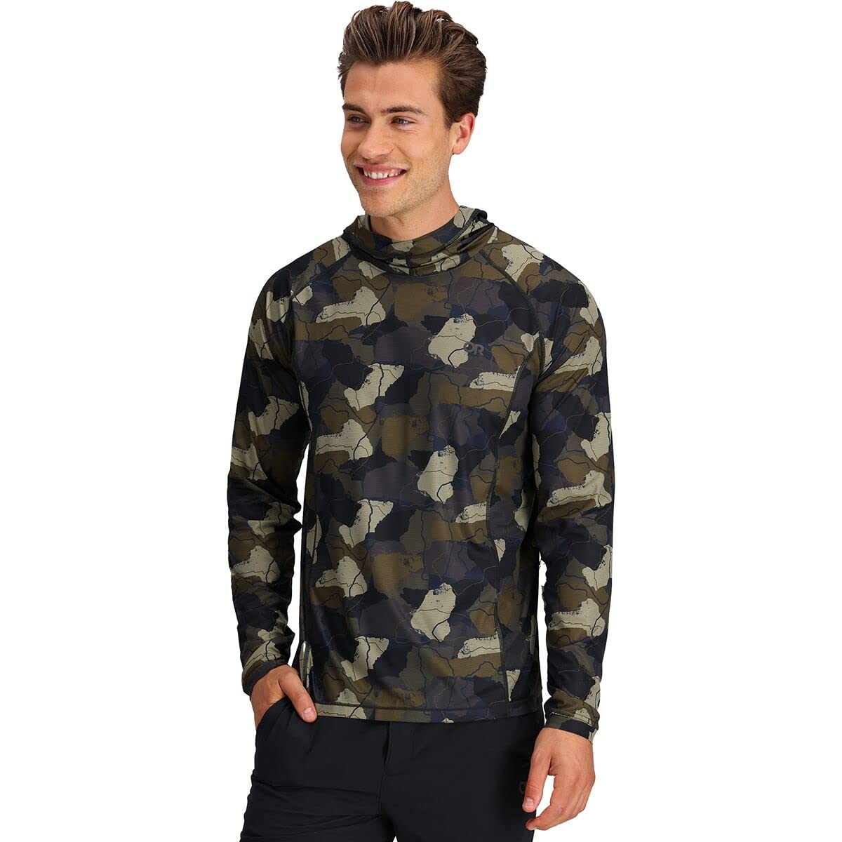 Outdoor Research Men's Echo Printed Hoodie - Lightweight, Breathable & UPF 50+ Sun Protection - Perfect for Hiking, Camping & Outdoor Adventures