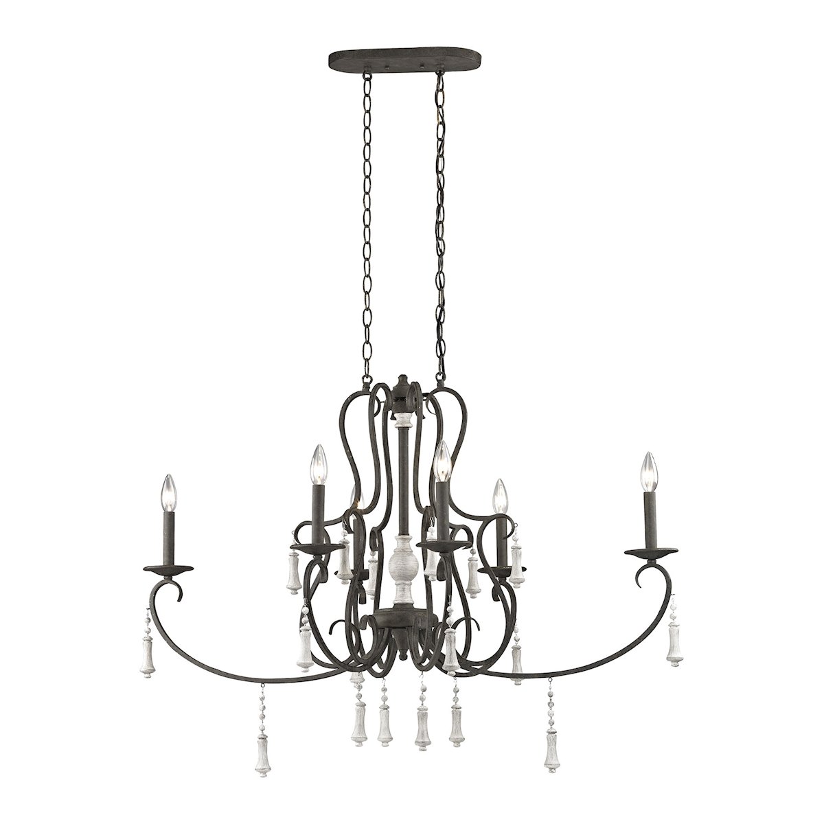 Porto Cristo 6-Light Rustic Wood Chandelier - Birch & Palermo Rust Finish - Perfect for Dining Room, Living Room, or Bedroom Lighting