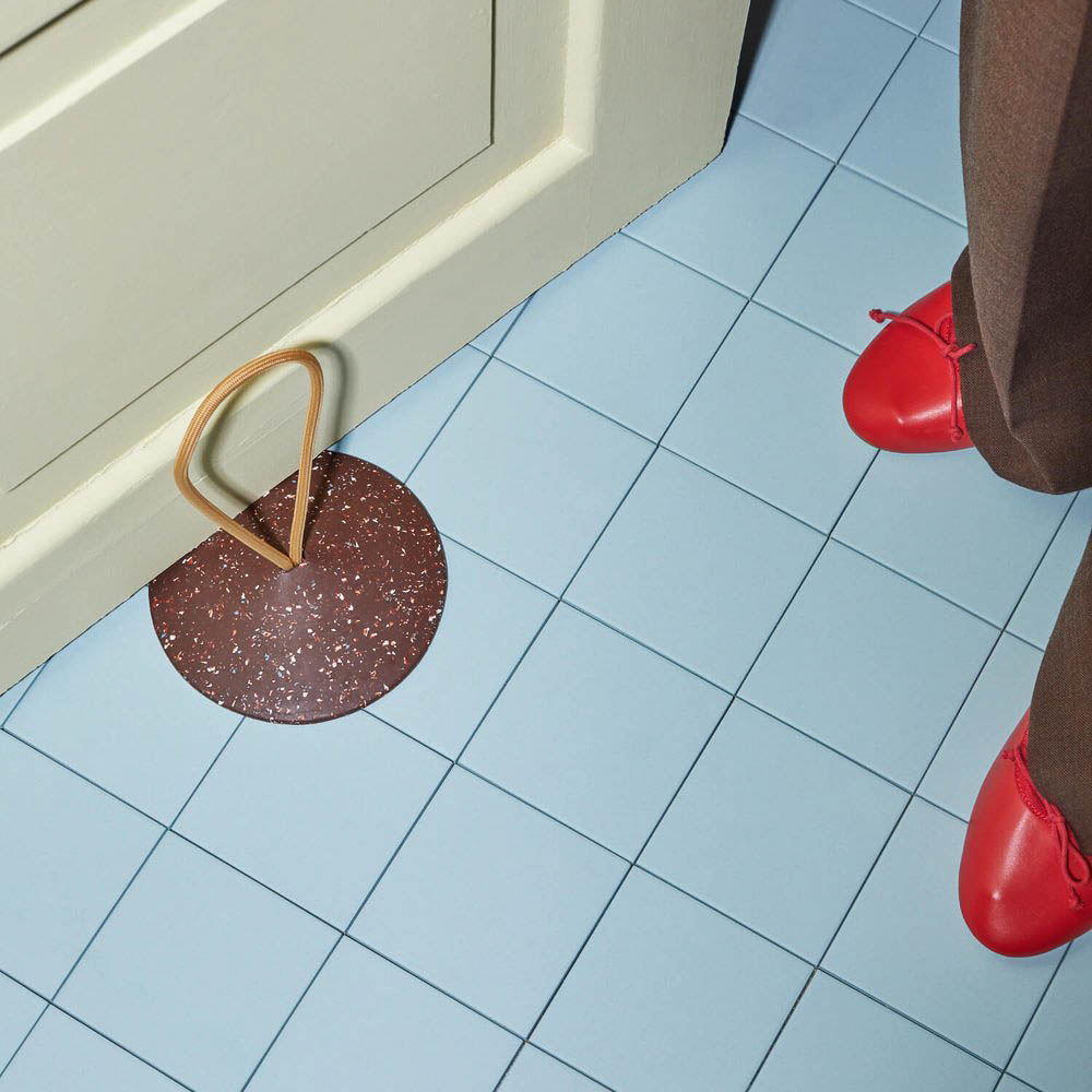 PIDAT STOP Rubber Door Stopper - Heavy Duty Brown Wedge for Sliding Doors, Home & Office Use - Prevents Door Slams, Protects Walls & Floors
