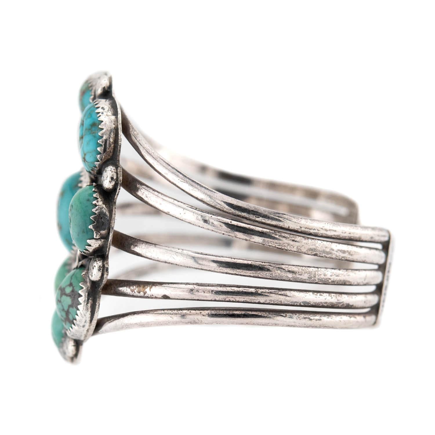 Vintage Sterling Silver Native American Turquoise Cuff Bracelet - Handmade Southwest Jewelry for Women - Perfect for Boho Fashion, Gift Giving & Special Occasions