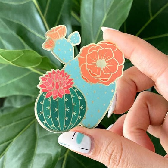 Blooming Cacti Stickers - Waterproof Vinyl Decals for Laptops, Water Bottles & DIY Crafts - Perfect for Plant Lovers & Boho Decor