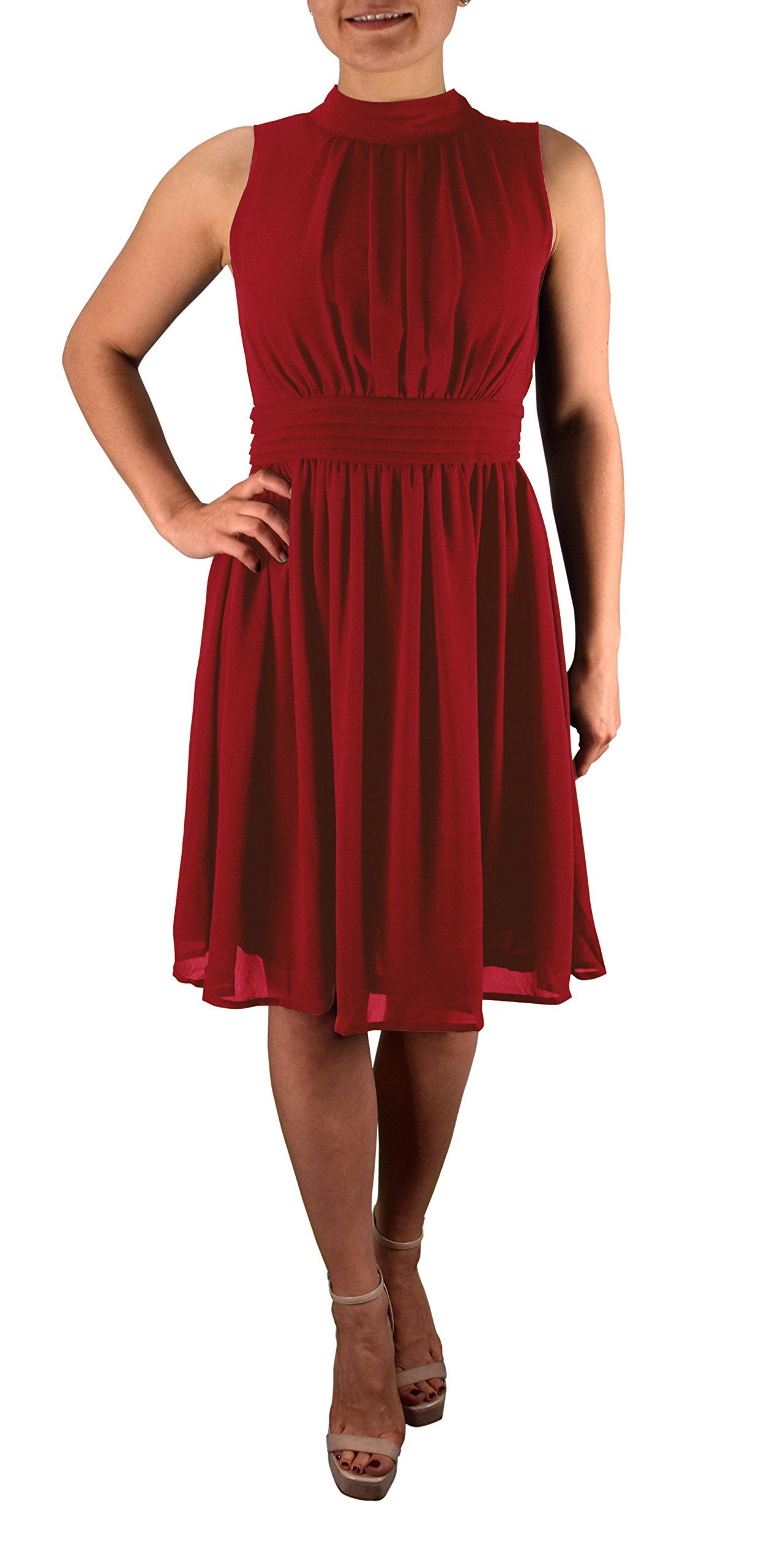 Women's Sleeveless Chiffon Dress - Classic Fit & Flare Summer Casual Dress for Women | Perfect for Beach, Party & Office Wear
