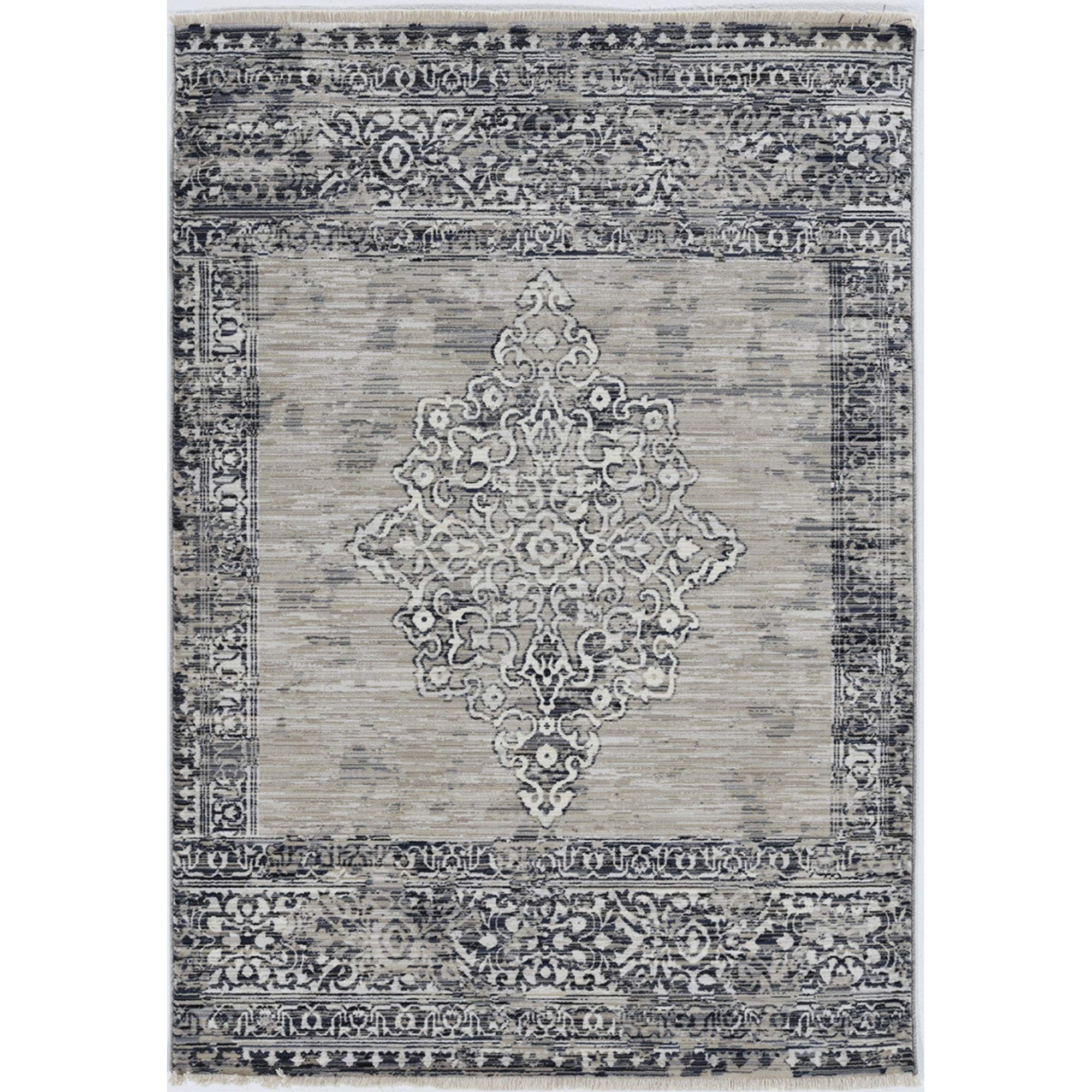 Westerly Charcoal Ria Traditional Area Rug - Sand & Charcoal Rectangle 5'3