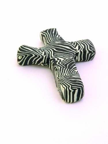 Zebra Print Comforting Clay Cross - Religious Home Decor, Gift for Baptism, Confirmation & Weddings