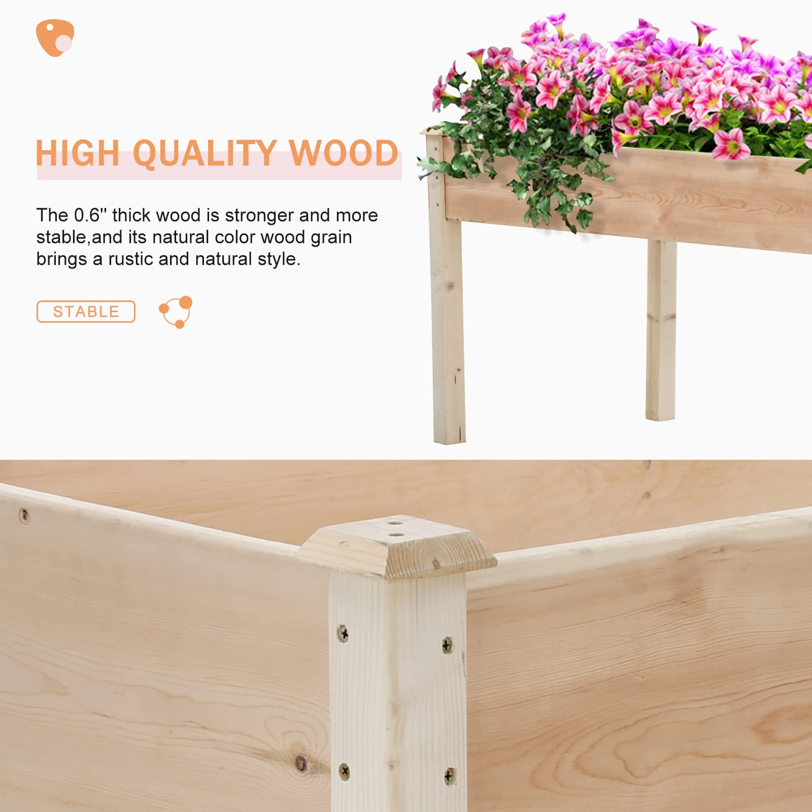 Elevated Garden Bed Kit - Large Outdoor Wooden Raised Planter Box with Legs for Vegetables, Flowers & Herbs | Deep Root Gardening, Patio, Backyard & Balcony Planting Solution