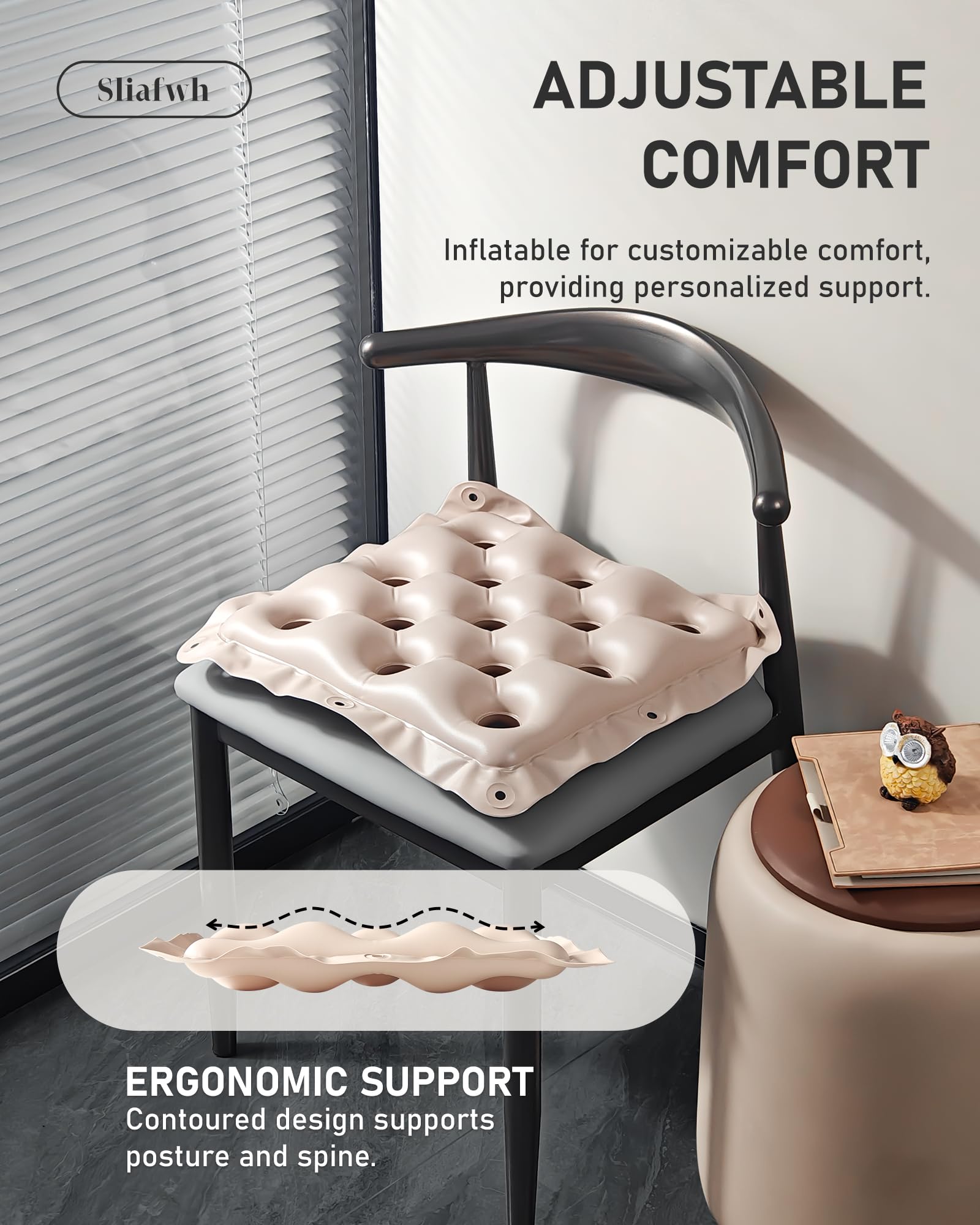 Inflatable Seat Cushion for Tailbone & Sciatica Pain Relief - Office & Stadium Use