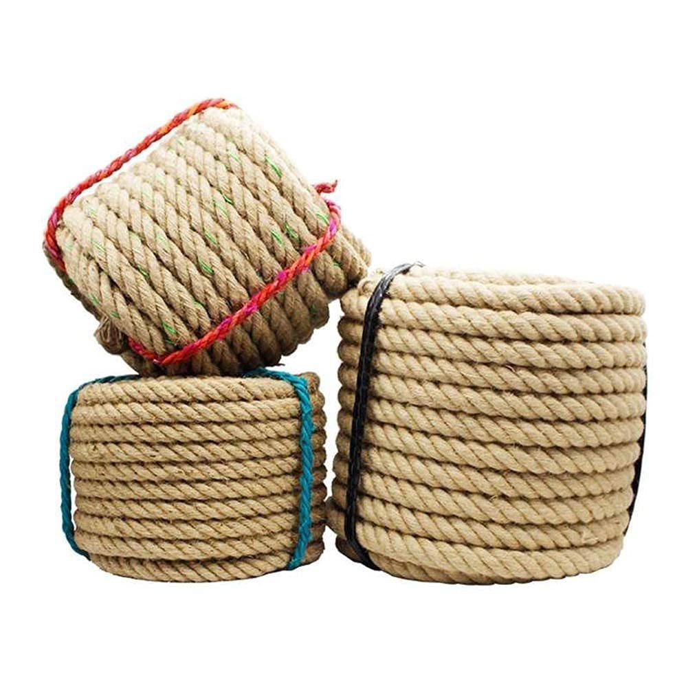 Natural Jute Rope 4mm 5mm 6mm 8mm Thickness - 50m Hemp Twine for DIY Crafts, Home Decor, Climbing, Hammocks, Nautical Use & Cat Scratching Posts - Durable Eco-Friendly Rope for Indoor/Outdoor Projects
