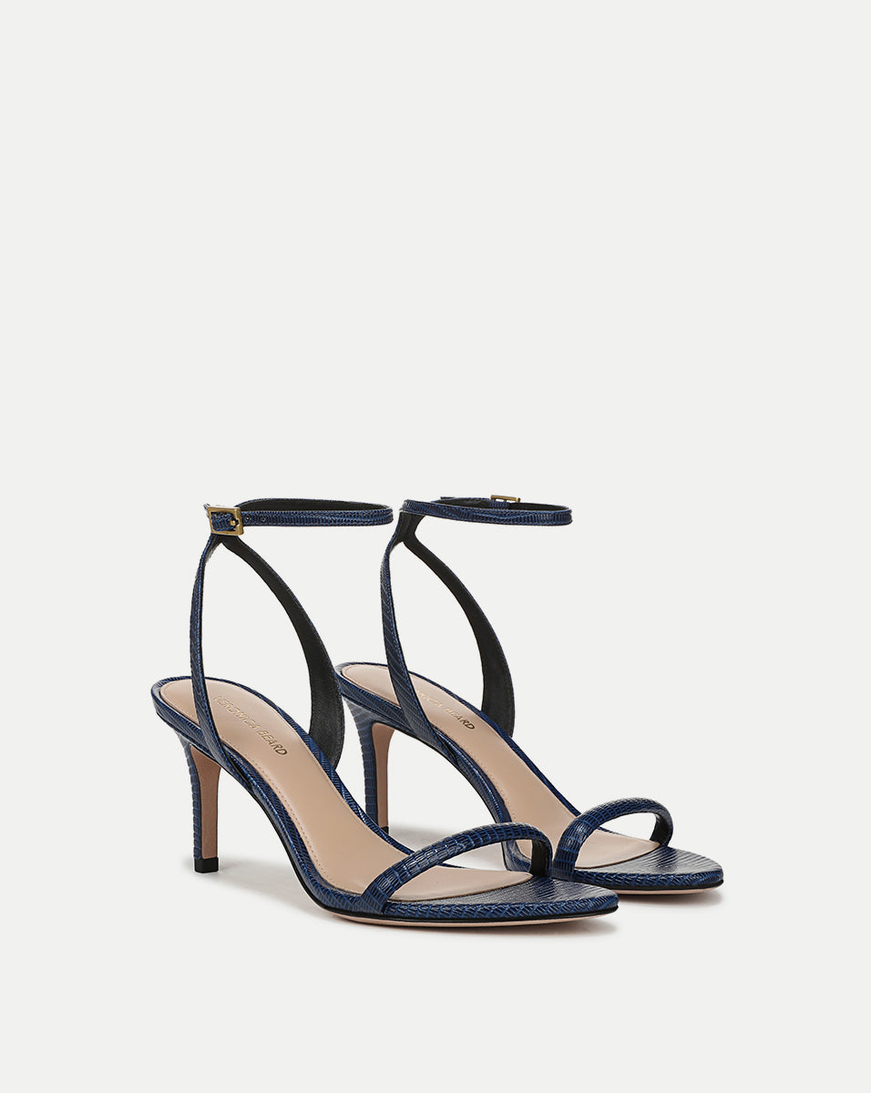 Sylvie Women's Lizard Embossed Ankle Strap Stiletto Heel Sandals - Perfect for Evening Parties, Weddings & Date Nights