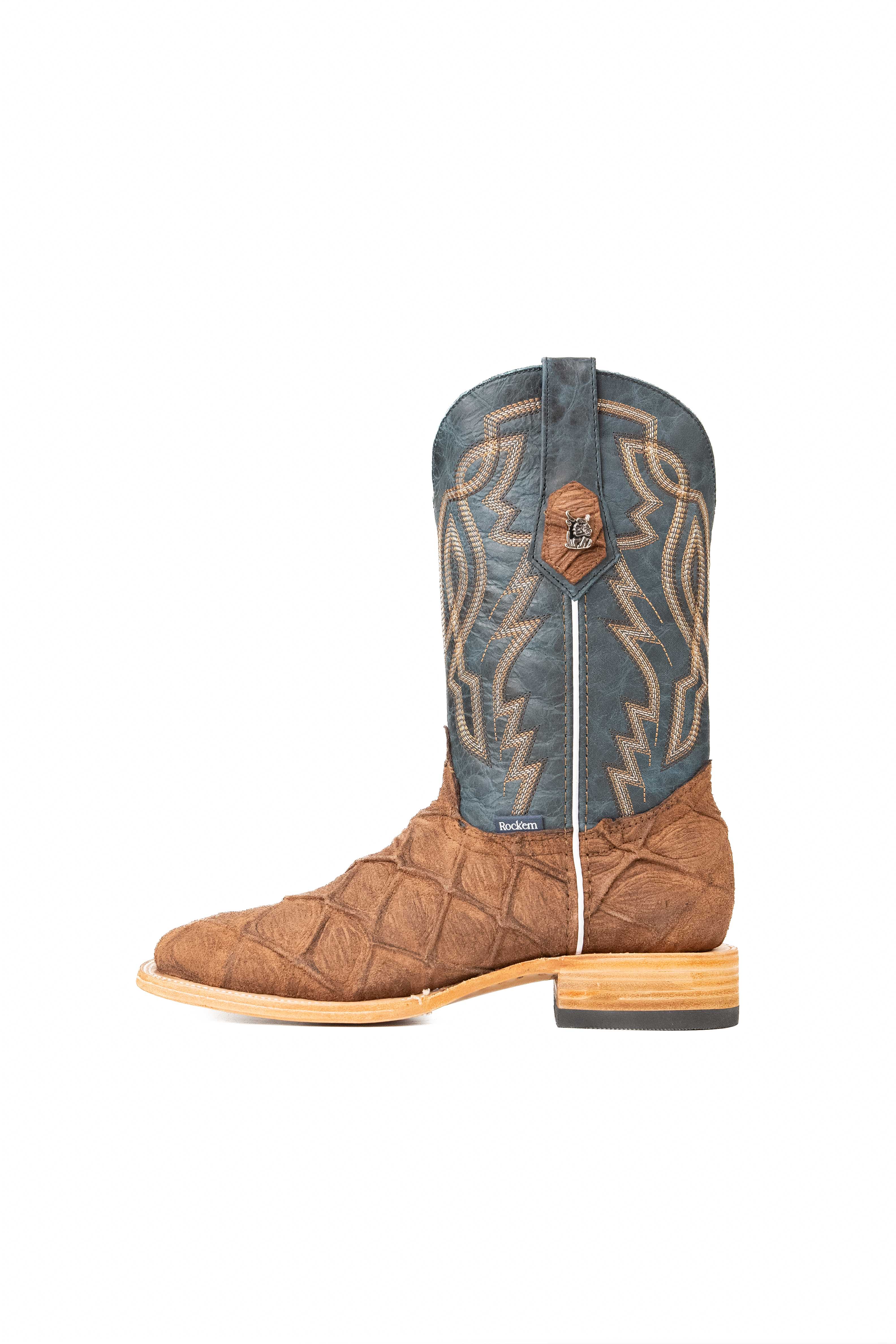 Renegade Big Bass Pirarucu Square Toe Cowboy Boots for Men - Western Style Leather Work Boots for Country Dancing, Rodeo & Outdoor Adventures