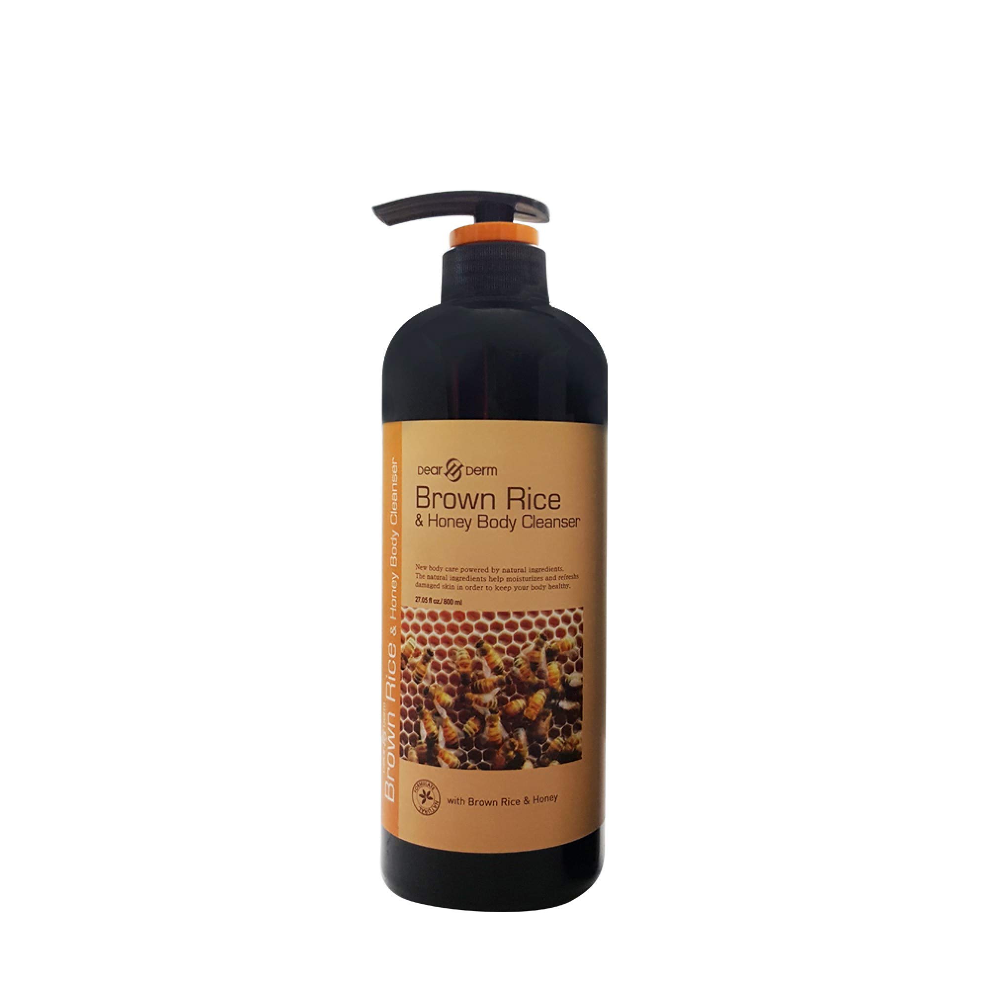 Dearderm Brown Rice & Honey Body Cleanser - Natural Moisturizing & Exfoliating Shower Gel for Dry & Sensitive Skin | Gentle Daily Cleansing for Women & Men | Perfect for Home & Spa Use