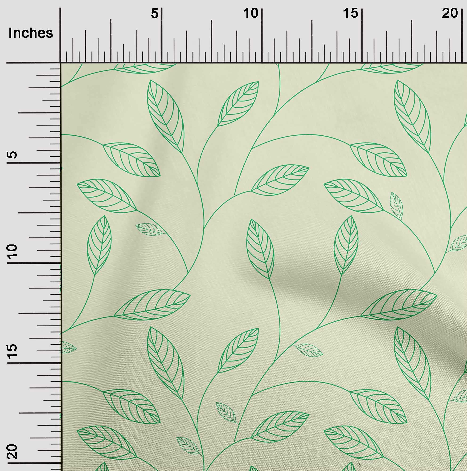 Premium 100% Cotton Poplin Fabric - Greenish Beige Printed Sewing Material by The Yard (56