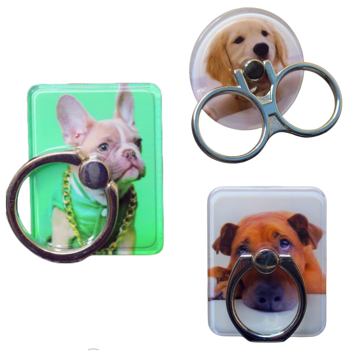 3 Pcs Phone Ring Holder - 360° Rotatable Phone Grip Stand with Strong Adhesive for iPhone, Samsung & Most Smartphones | Perfect for Watching Videos, Taking Selfies & Secure One-Hand Use (Dog Design)