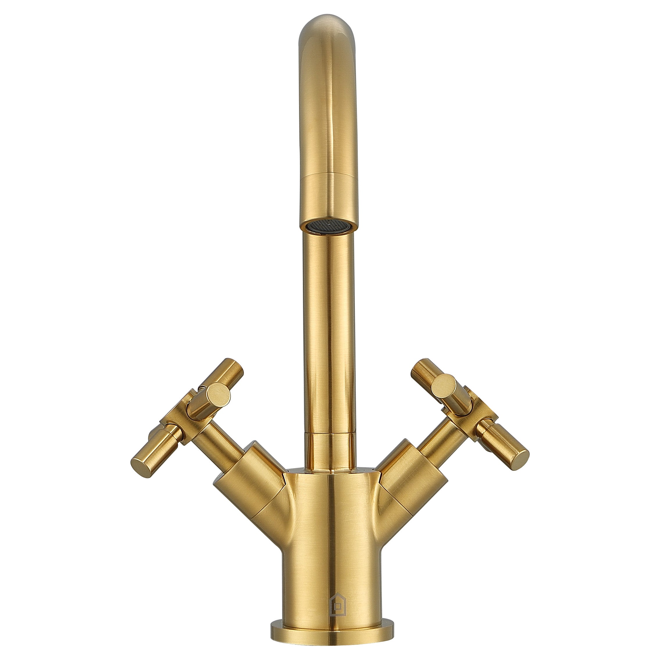 Brushed Gold Single Hole Double Cross Handle Bathroom Faucet - Modern Matte Finish for Bathroom Sink, Vanity & Powder Room (Prima Colori) | Perfect for Home Renovation & Luxury Interior Design