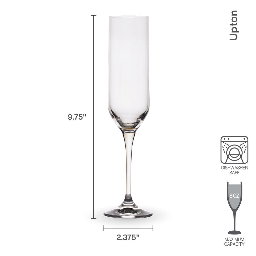 Upton Set of 4 Elegant Champagne Flute Glasses - 12oz Crystal Clear Tall Stemware for Weddings, Parties & Celebrations - Perfect for Sparkling Wine, Prosecco & Mimosas