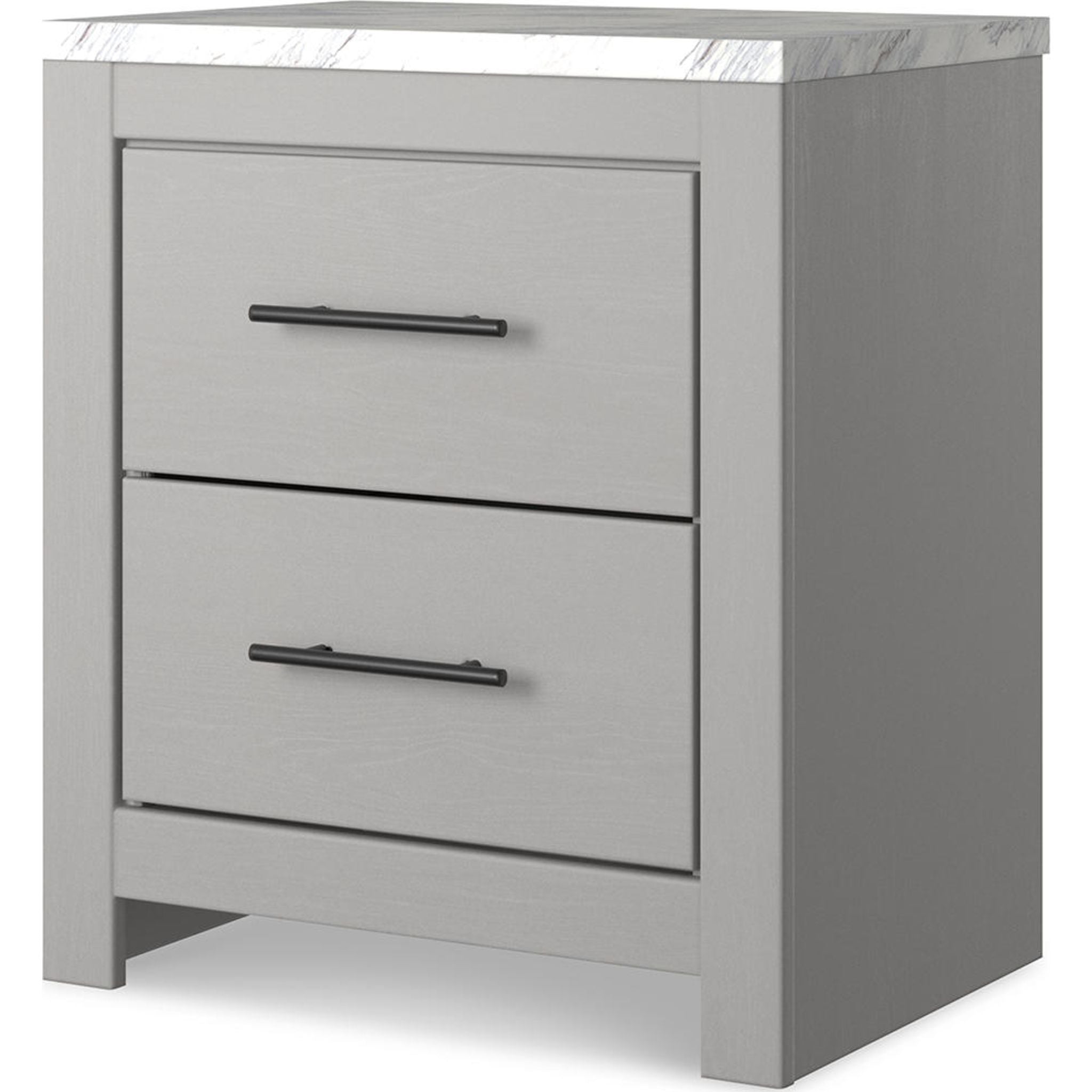Cottonburg Nightstand - Light Gray & White Wooden Bedside Table for Bedroom, Living Room, or Office - Modern End Table with Storage Shelf