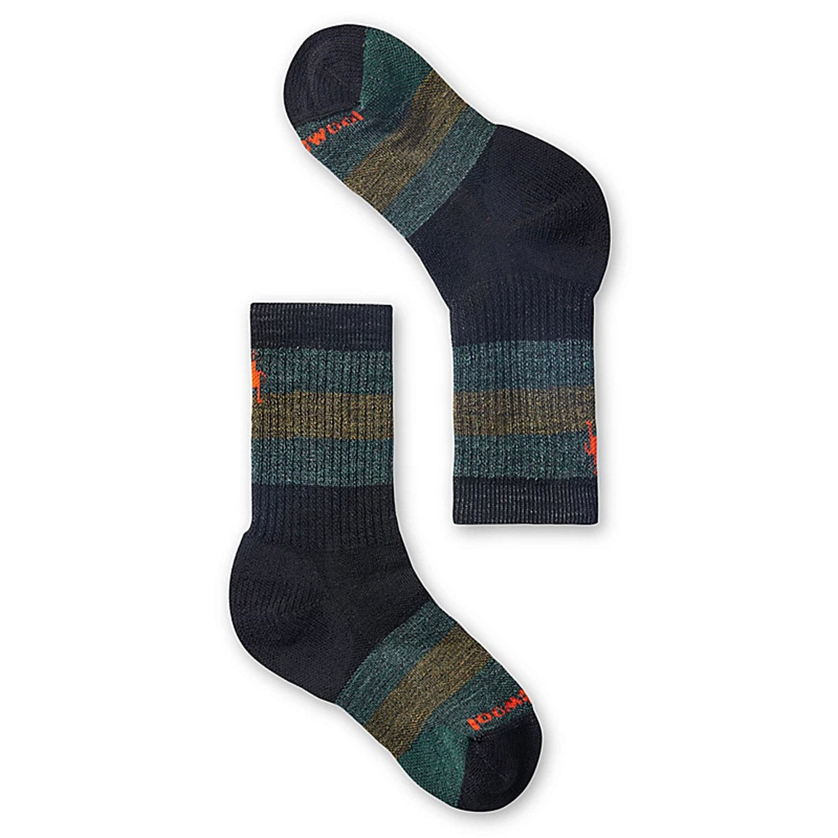 Kids' Hiking Crew Socks with Full Cushion & Striped Design - Comfortable Outdoor Socks for Boys and Girls - Perfect for Hiking, Camping, and School Activities