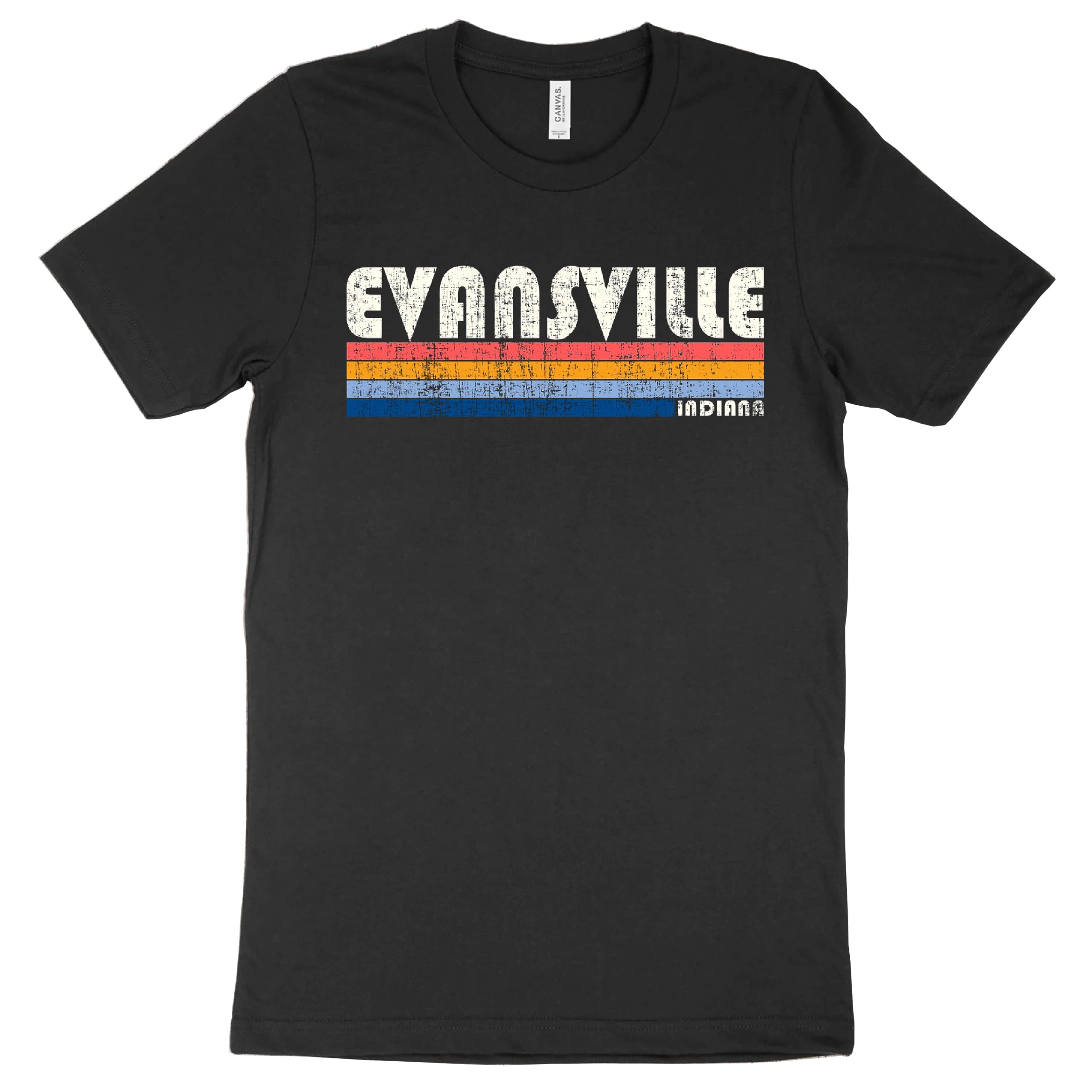Vintage 70s 80s Evansville Indiana Retro T-Shirt - Unisex Men Women Casual Tee - Perfect for Throwback Parties, College Reunions & Retro Fashion Lovers