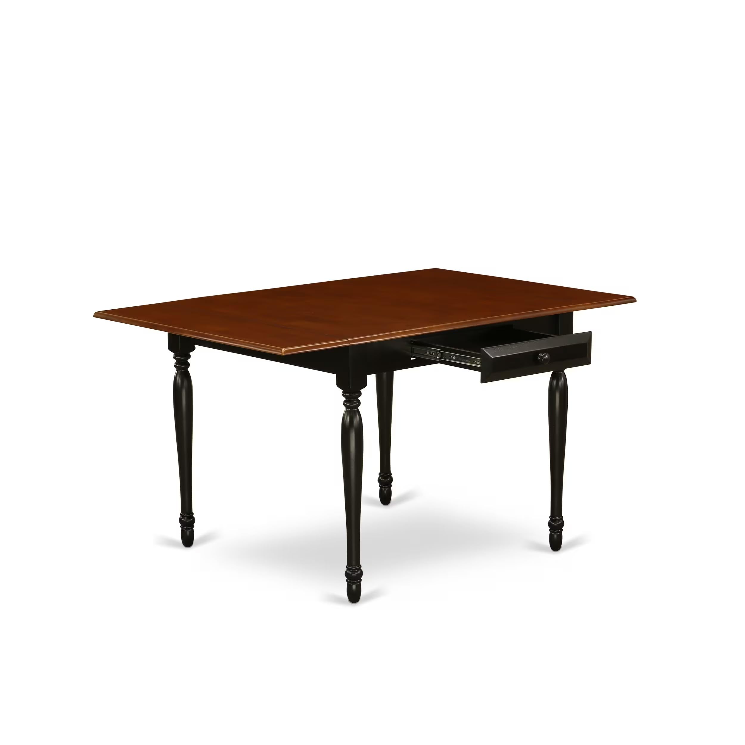 Modern 3-Piece Dining Table Set with Drop Leaf & 2 Chairs - 36x54 Inch Rectangle Wooden Table in Black & Cherry - Perfect for Small Spaces, Apartments & Breakfast Nooks - East West Furniture MZWE3-BCH-W