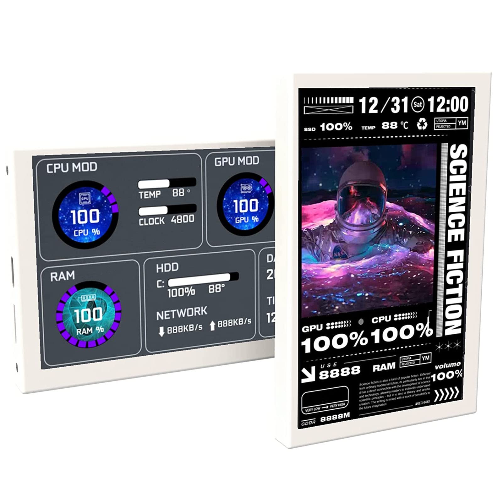 Gearwell 5-inch PC CPU GPU RAM Temperature Monitor - Windows Compatible Computer Sensor Panel Display with ARGB for Gaming & Workstation PCs - Perfect for Overclocking, Streaming & System Monitoring