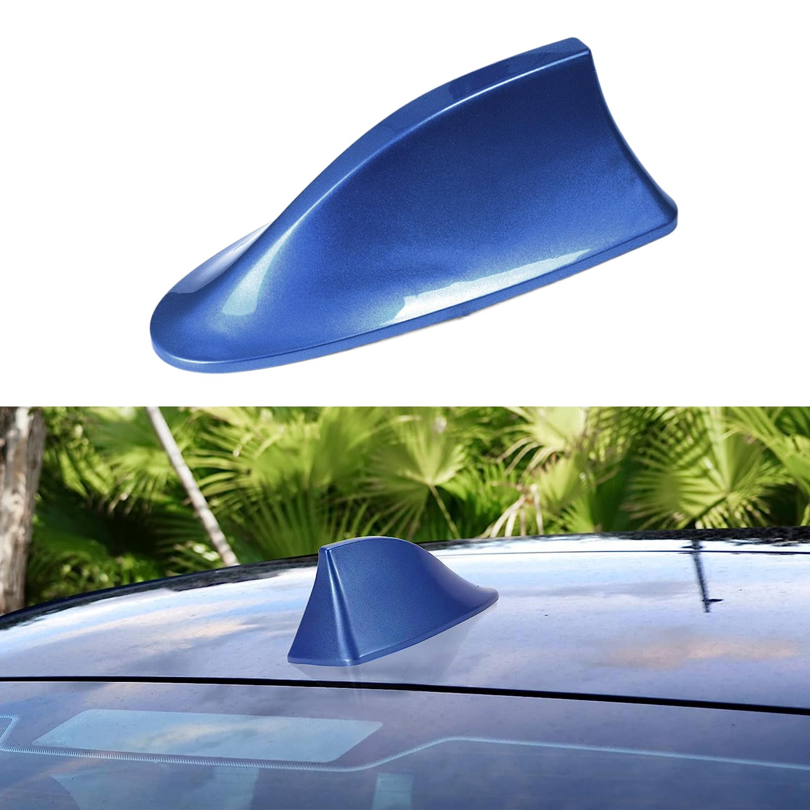 Kewucn Universal Car Shark Fin Antenna Cover - Waterproof AM/FM Radio Signal Base with 3M Adhesive Tape - Replacement Antenna Accessory for Most Cars, SUVs, Trucks & Vans (Blue) | Enhances Vehicle Appearance & Improves Radio Reception for Daily Commuting & Road Trips